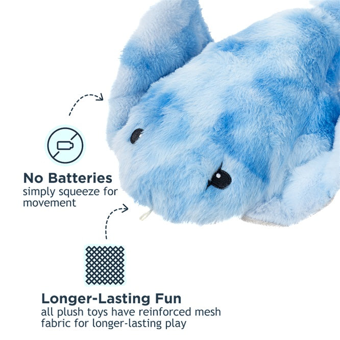 Tall Tails Animated Manta Ray animated plush dog toy showing the blue textured fabric and wide oceanic wings design.