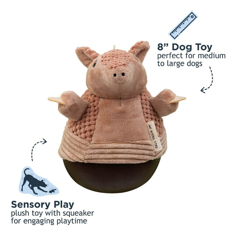 Tall Tails Roly Poly Armadillo | Squeaky Wobble Plush Dog Toy