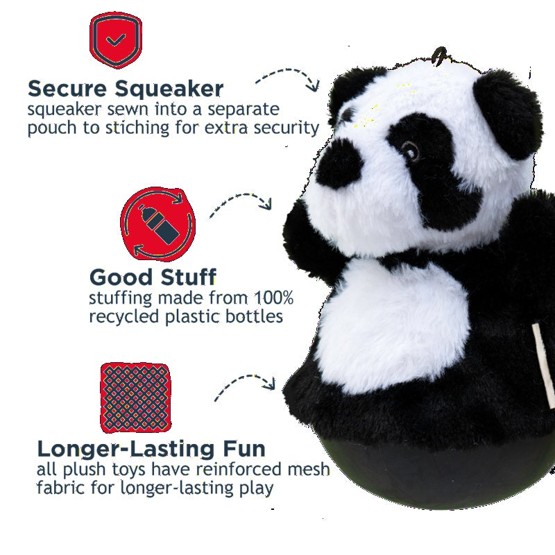 Tall Tails Roly Poly Panda | Squeaky Wobble Plush Dog Toy