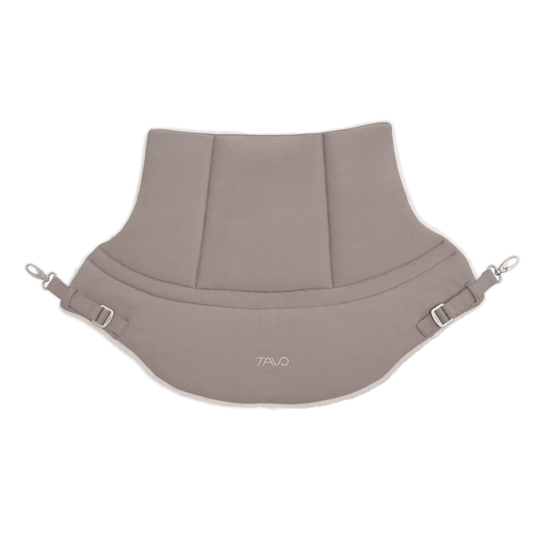 Tavo Maeve premium pet carrier chin rest showing the grey Merino wool and TENCEL blend fabric side.