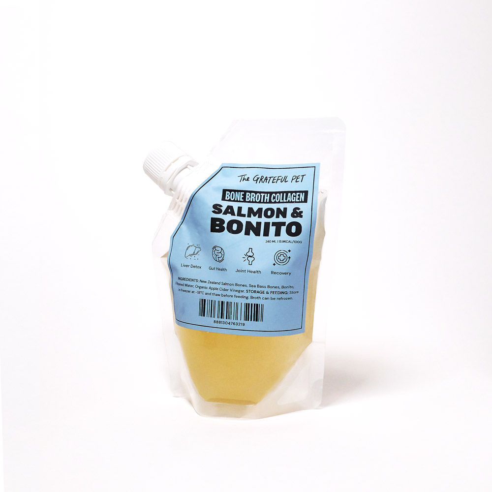 The Grateful Pet: Salmon & Bonito Bone Broth for Dogs and Cats