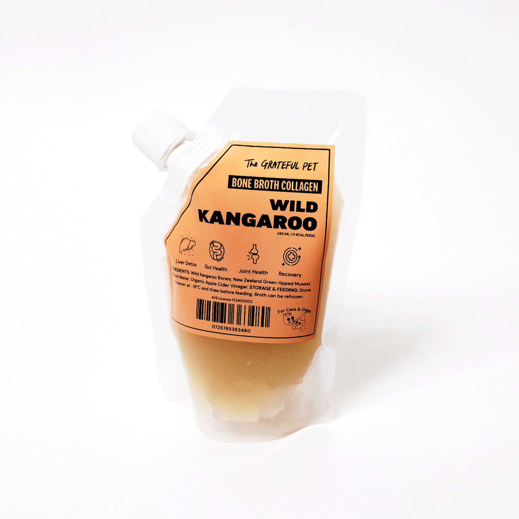 The Grateful Pet: Wild Kangaroo Bone Broth Collagen for Dogs and Cats