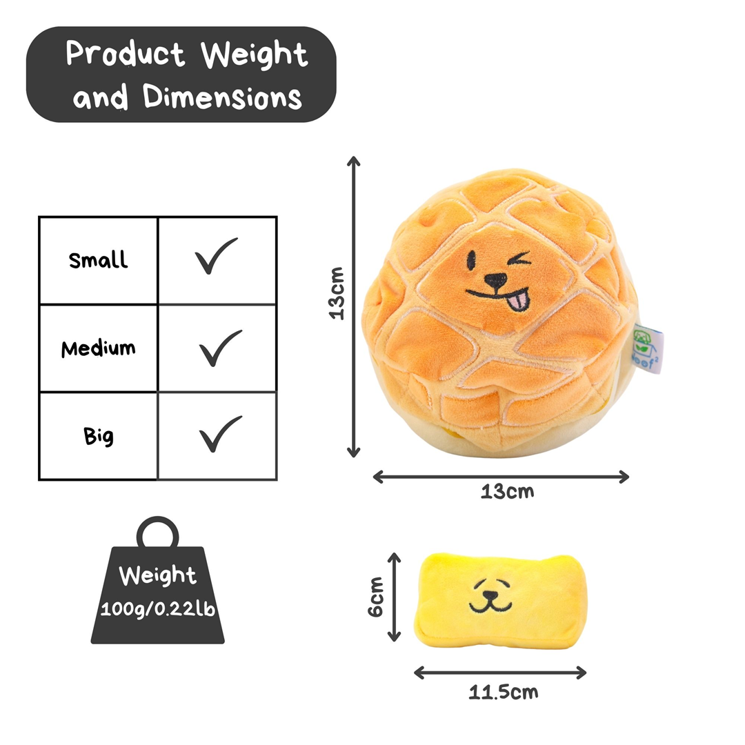 Woof² Buttered Pineapple Bun, Nosework Interactive Plush Dog Toy