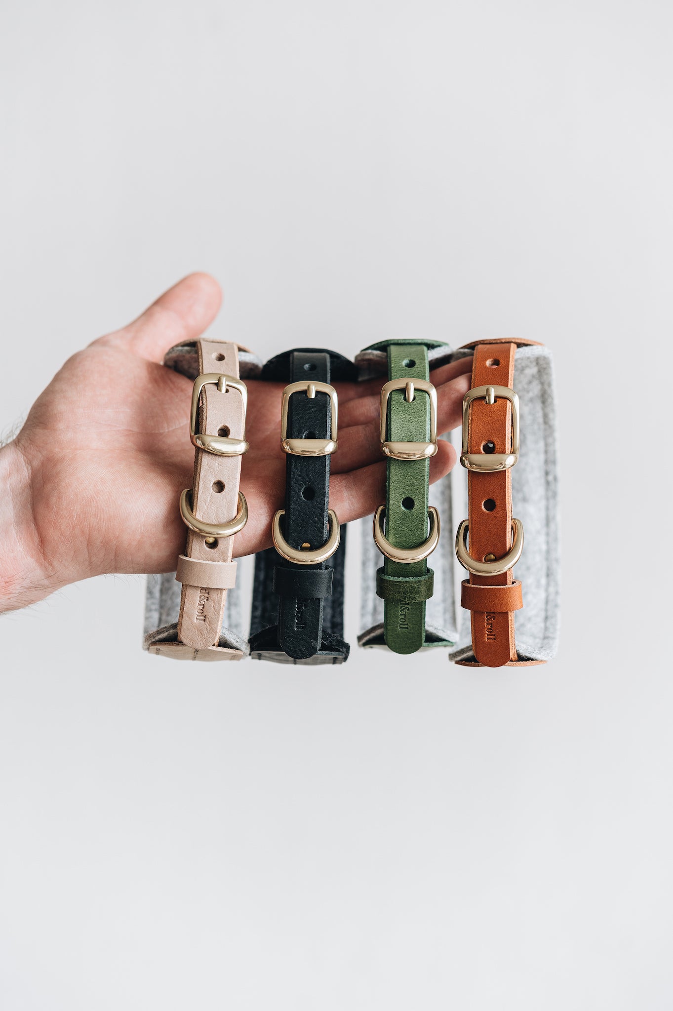 Pine Leather Dog Collar