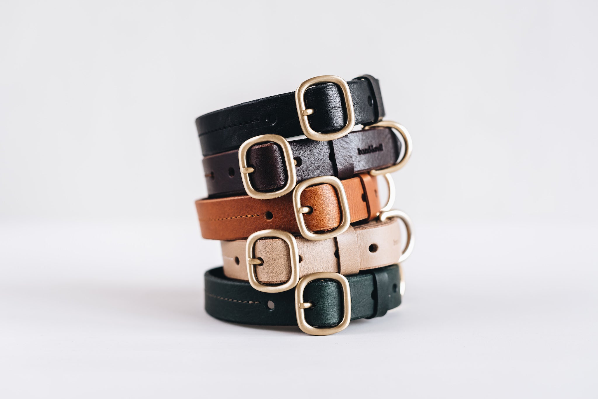 Band&Roll Fir Leather Dog Collar Ginger and Bear