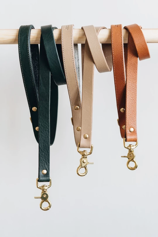 Band&Roll Hitch Leather Dog Leash Latte Brown Green Tan Black