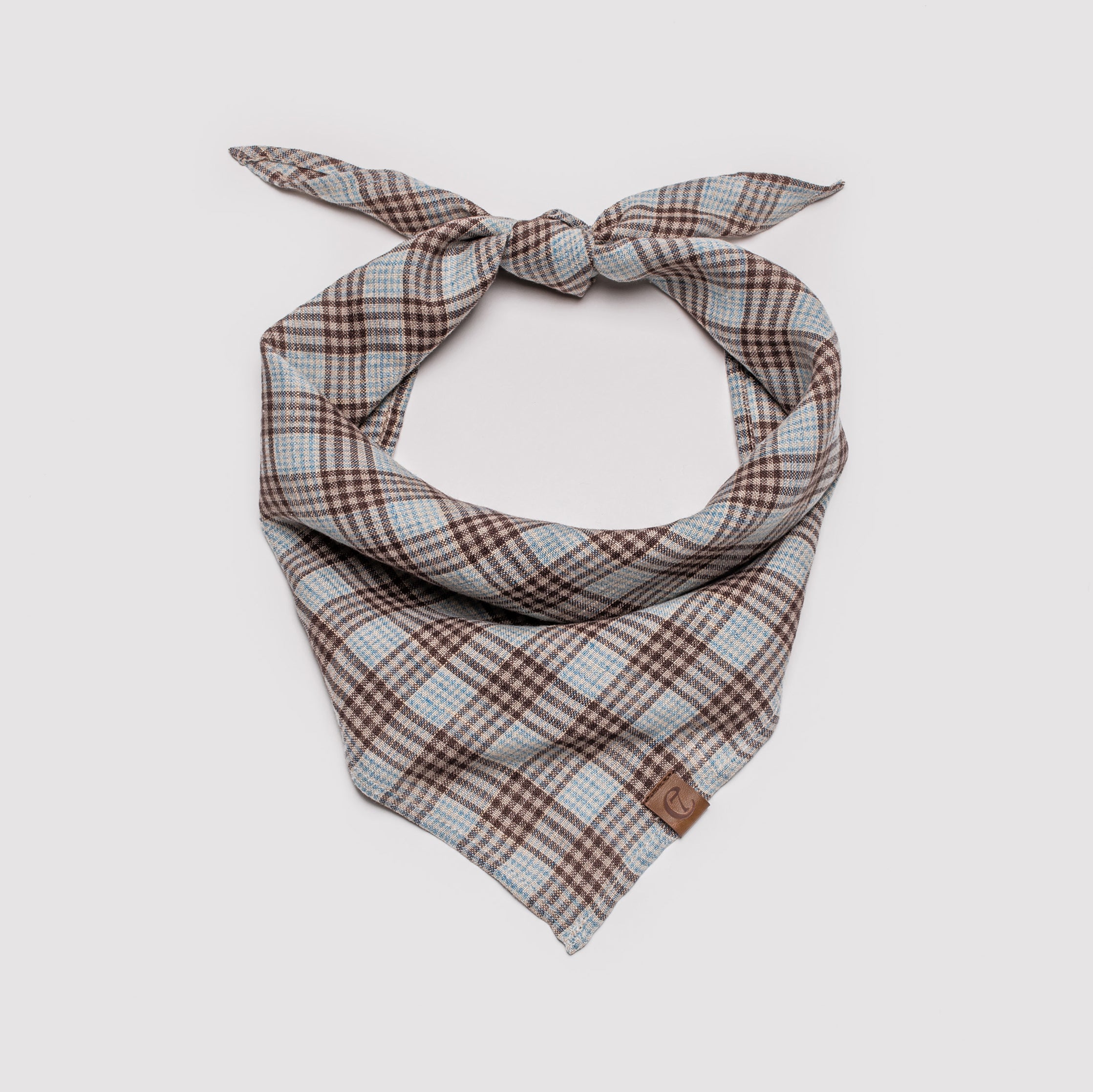 Cloud7 Dog Bandana Check Dark Brown with Cyan