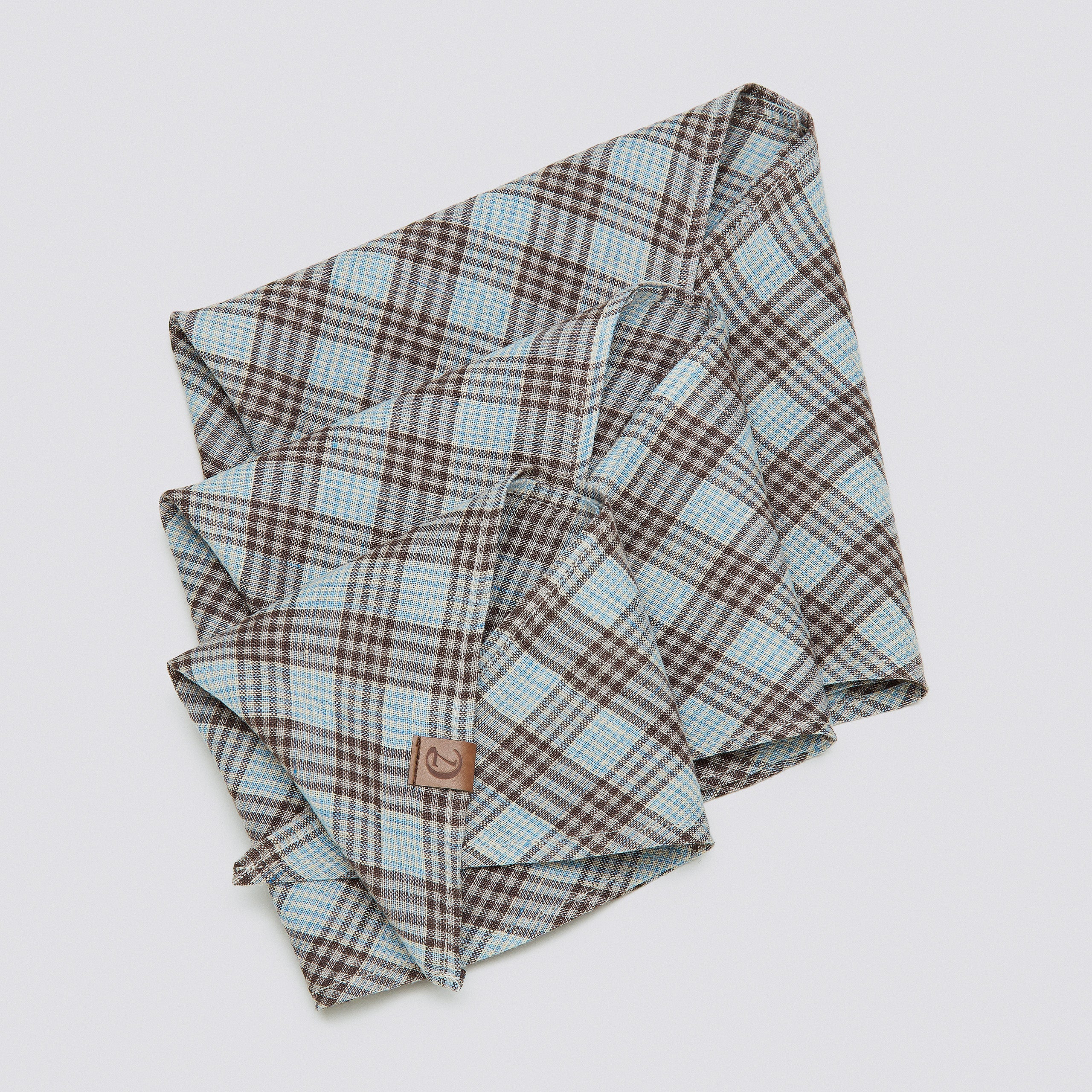Cloud7 Dog Bandana Check Dark Brown with Cyan