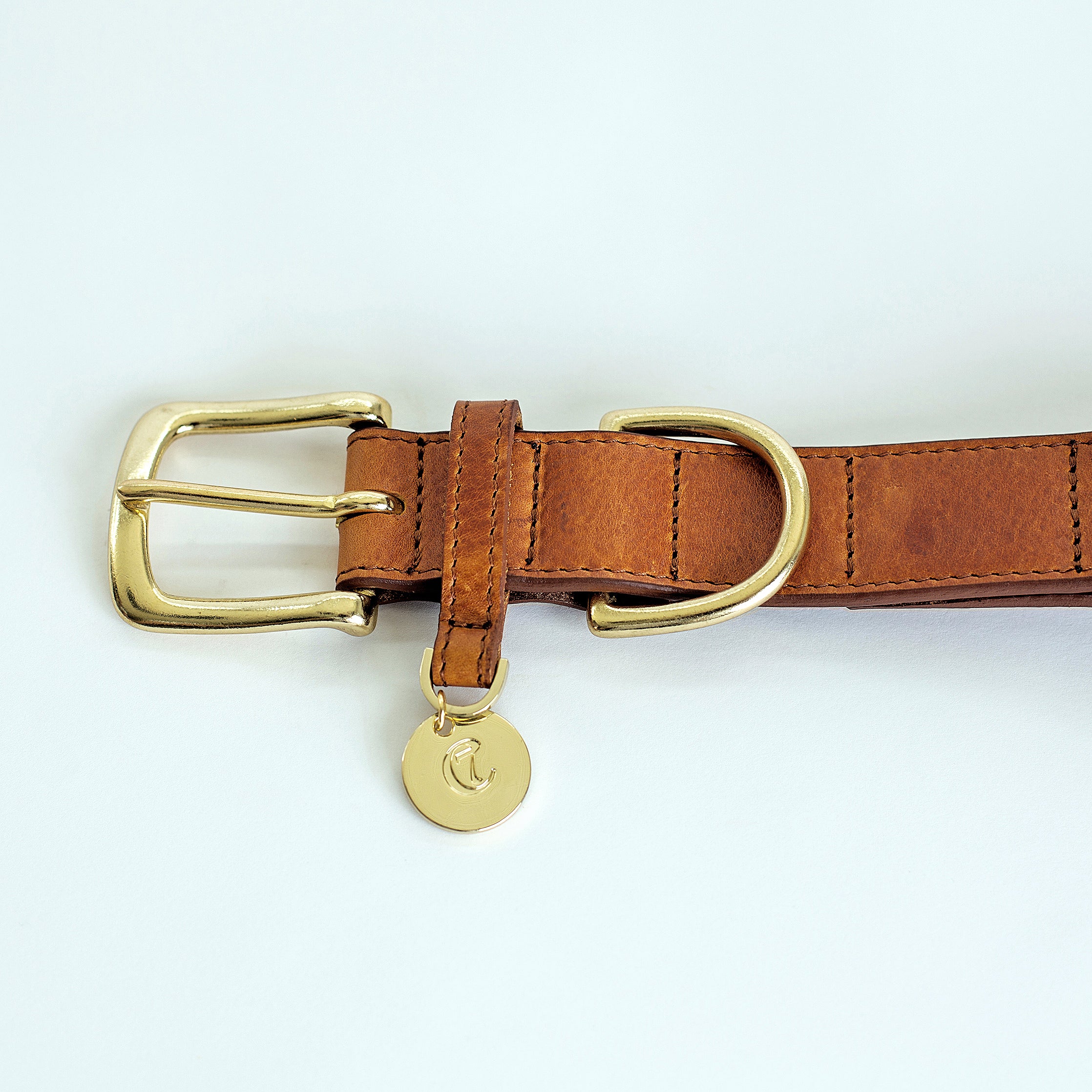 Cloud7 Dog Collar Hyde Park Cognac Leather