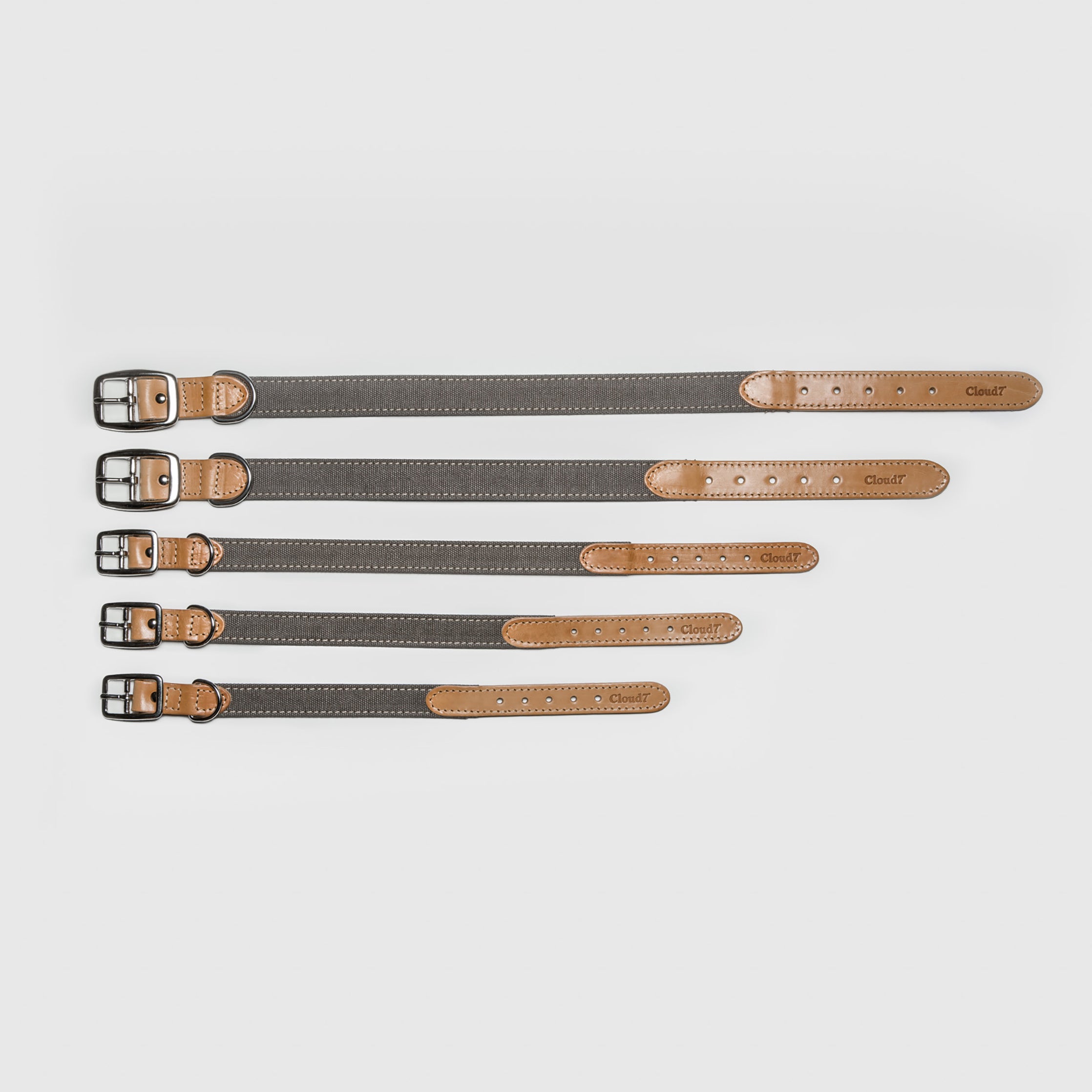 Cloud7: Tivoli Dog Collar in Canvas Leather, Greige