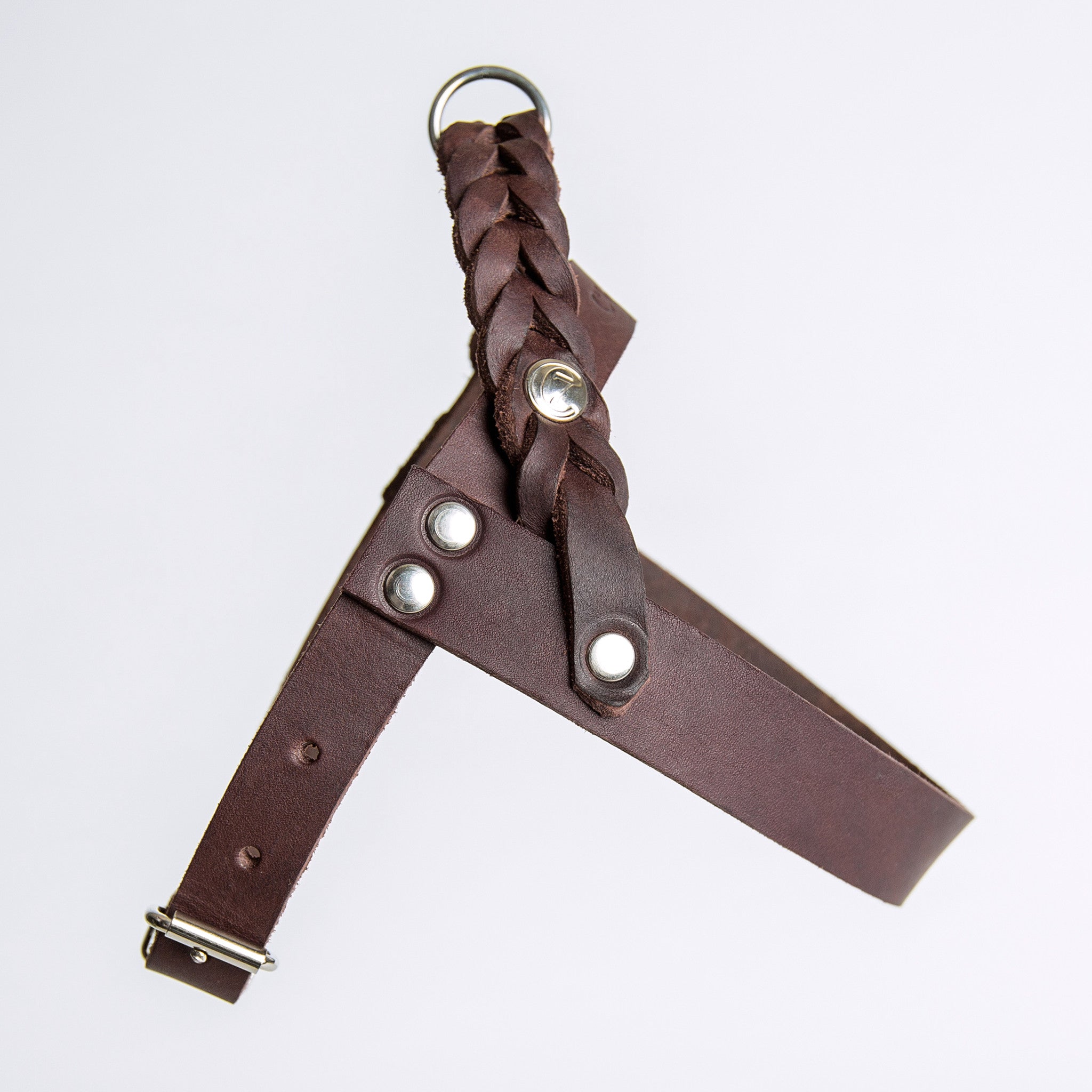 Cloud7: Central Park Leather Dog Harness, Saddle Brown with Silver Hardware