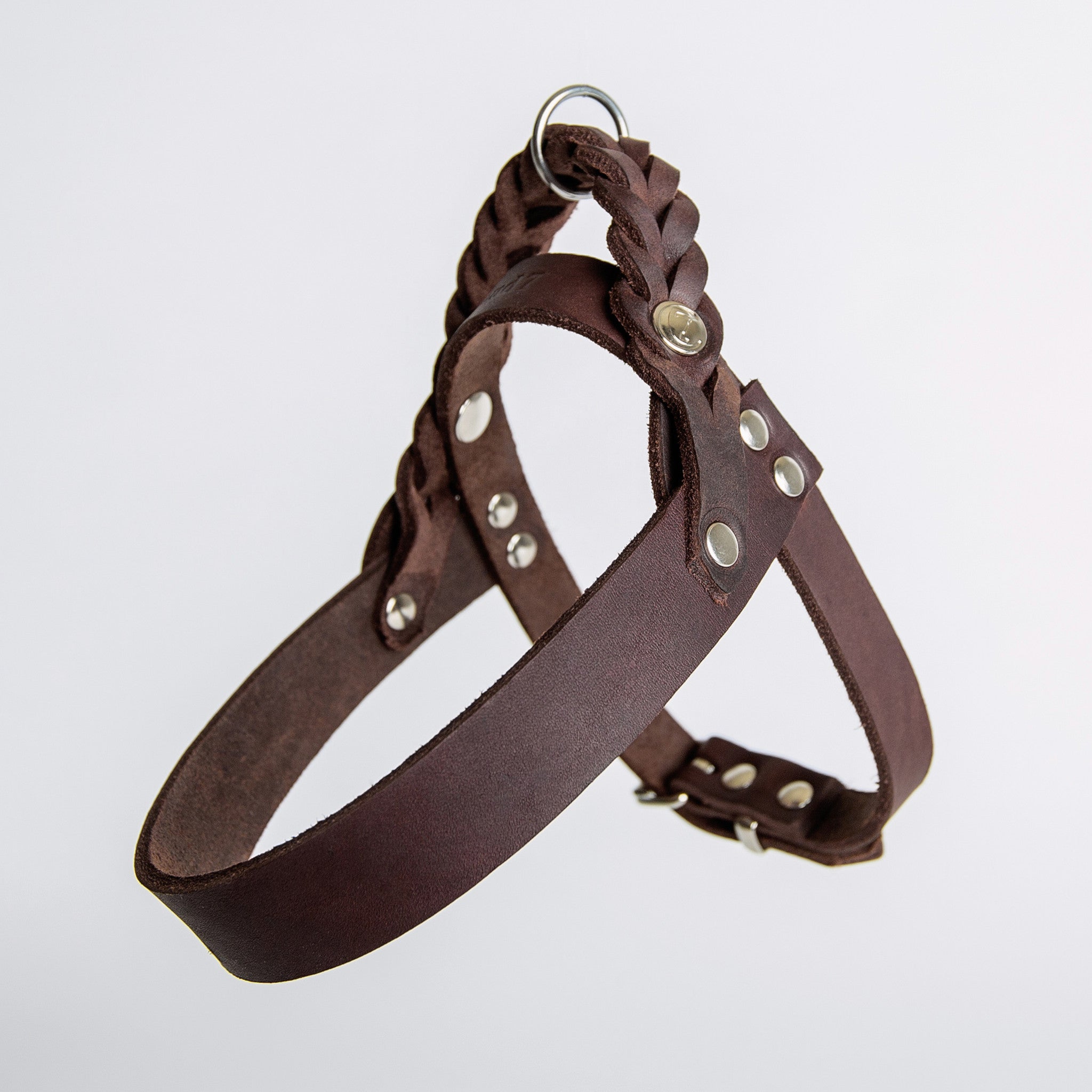 Cloud7: Central Park Leather Dog Harness, Saddle Brown with Silver Hardware