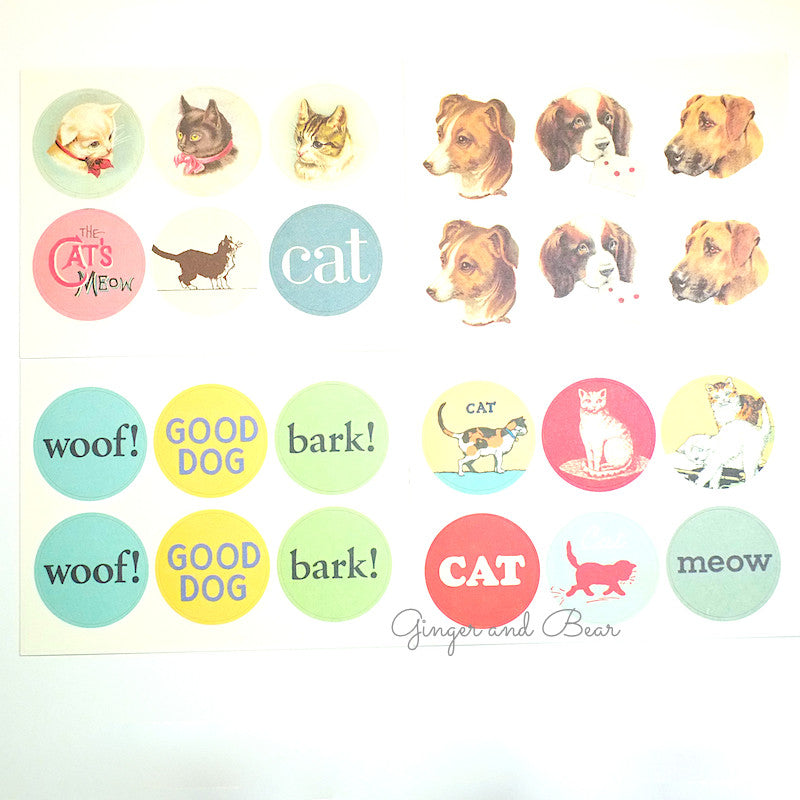 Stationery: Cavallini Vintage Dogs & Cats Stickers