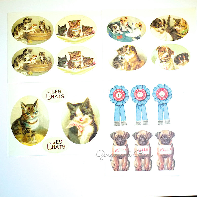 Stationery: Cavallini Vintage Dogs & Cats Stickers