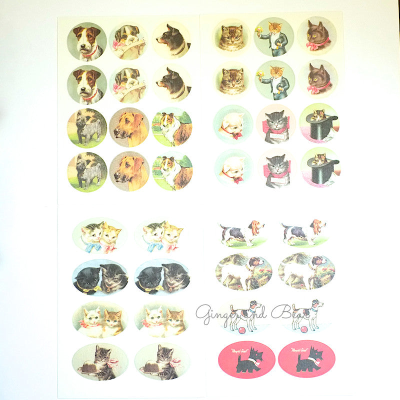Stationery: Cavallini Vintage Dogs & Cats Stickers