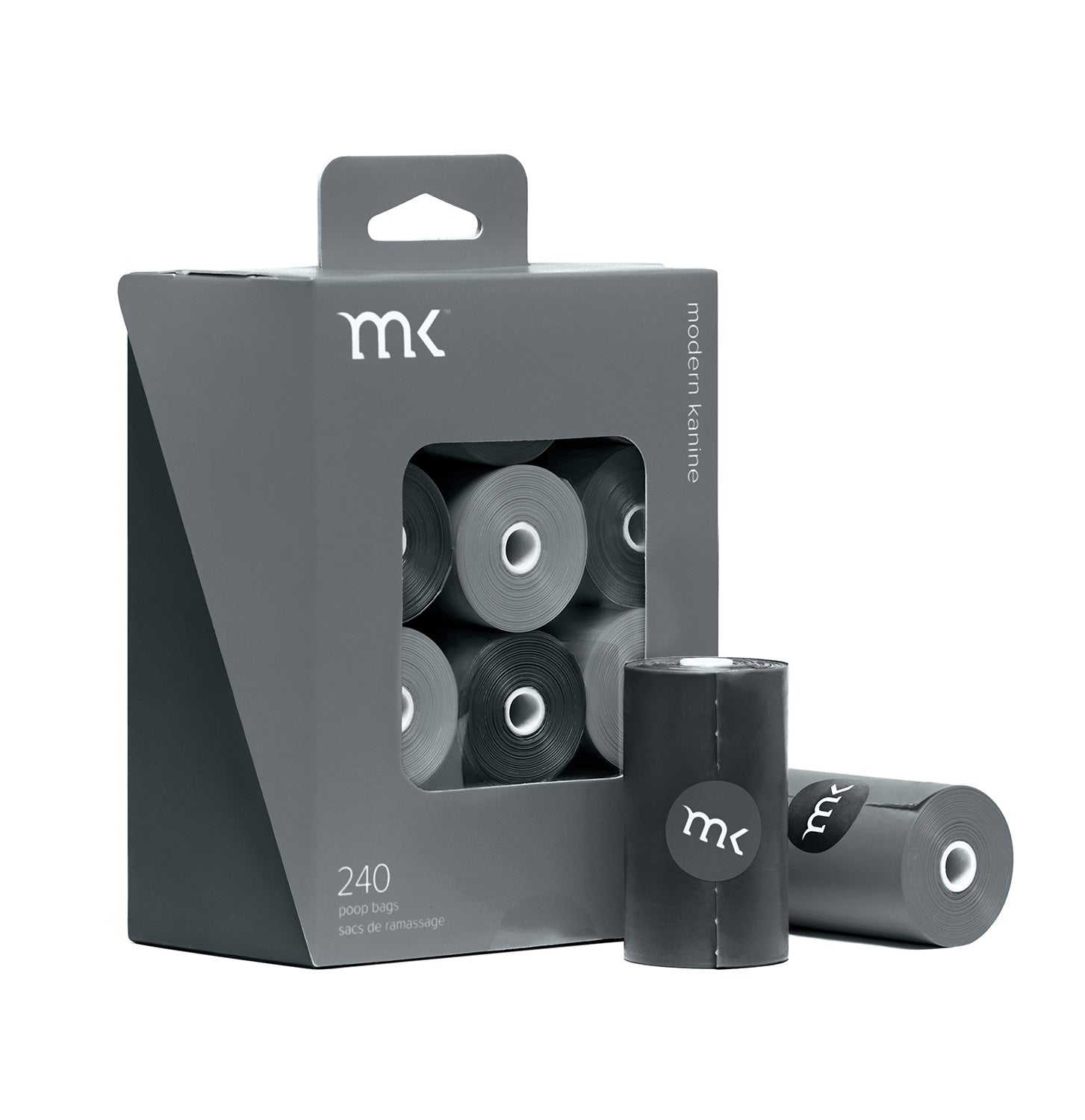 240-Count Modern Kanine Dog Waste Bags 12 Refill Rolls Black Grey