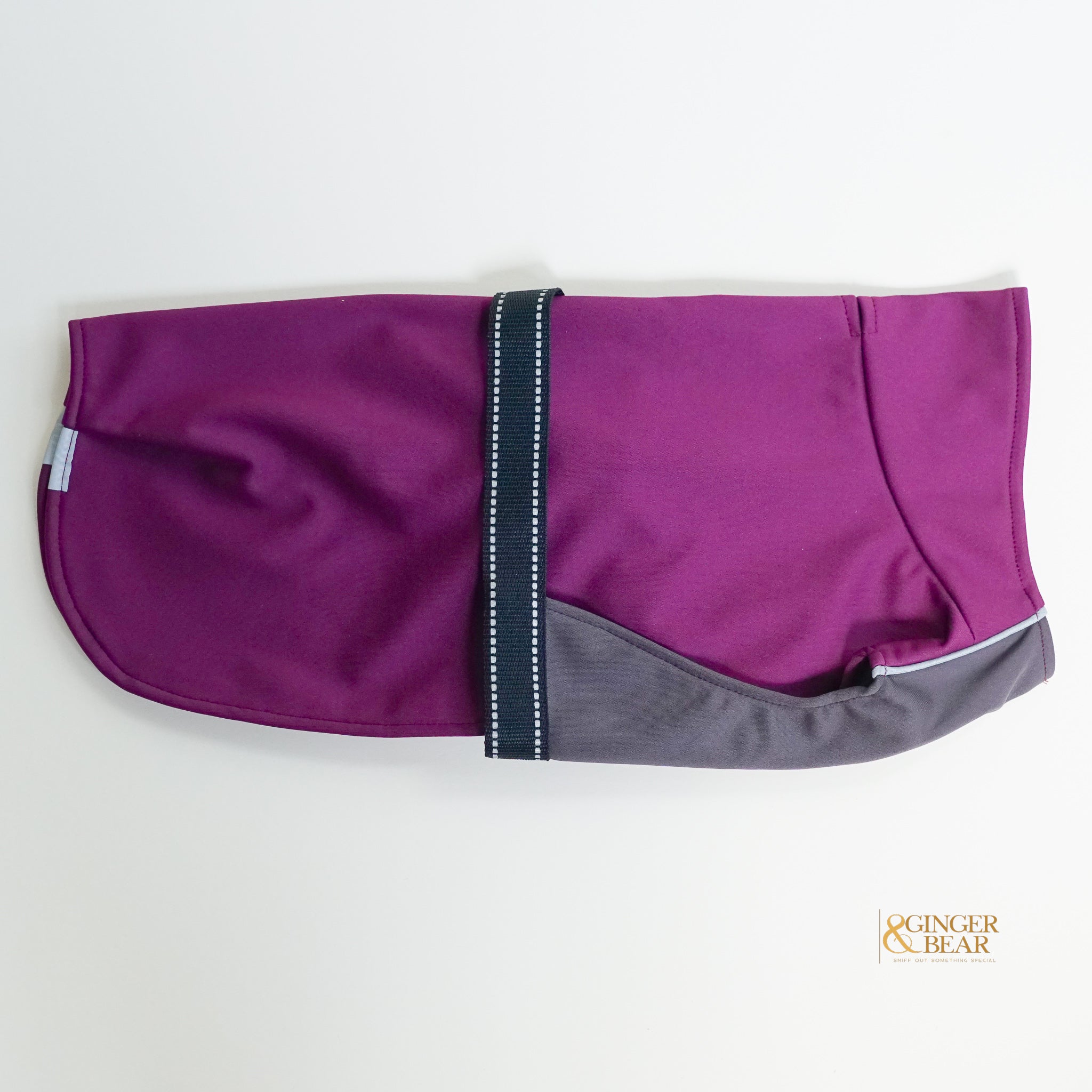 The Rain Paw, raincoat for Dogs, in Beetroot and Graphite