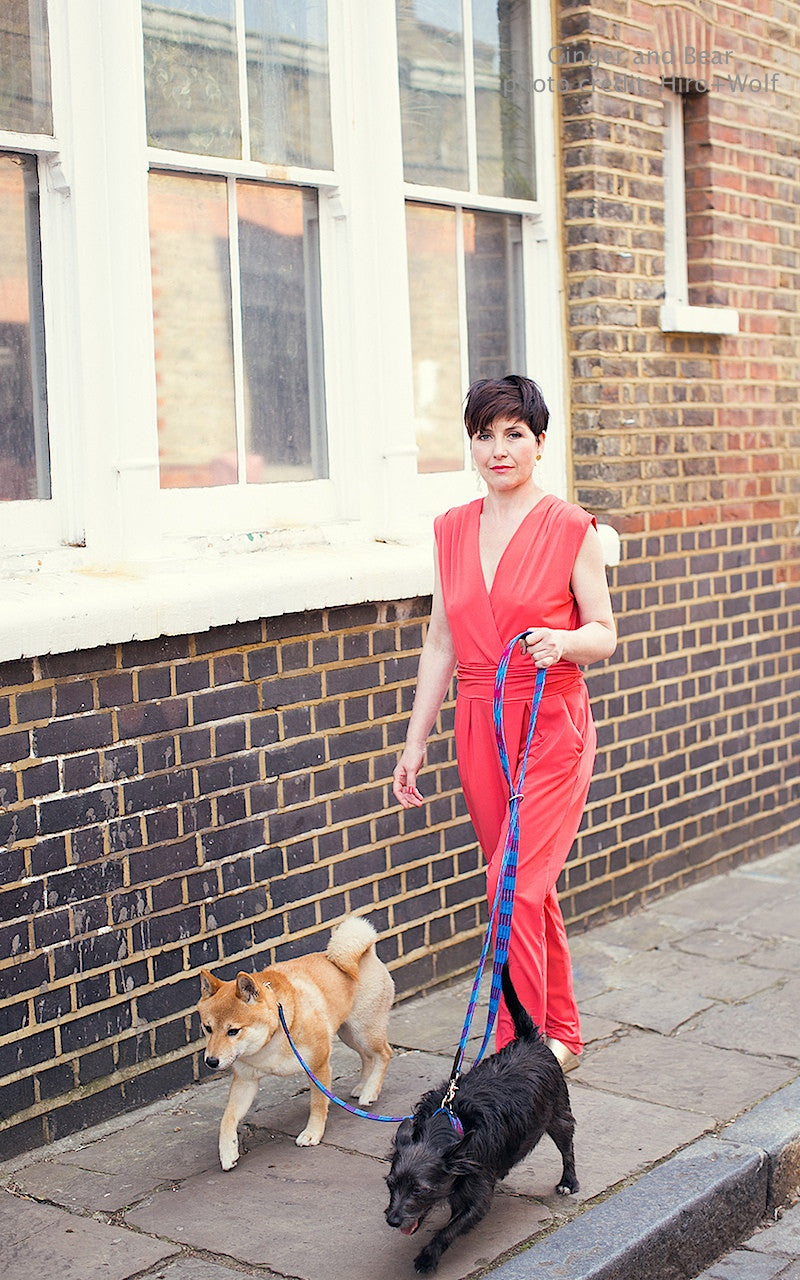 Hiro+Wolf Hands-free leash: Masai Blue Check