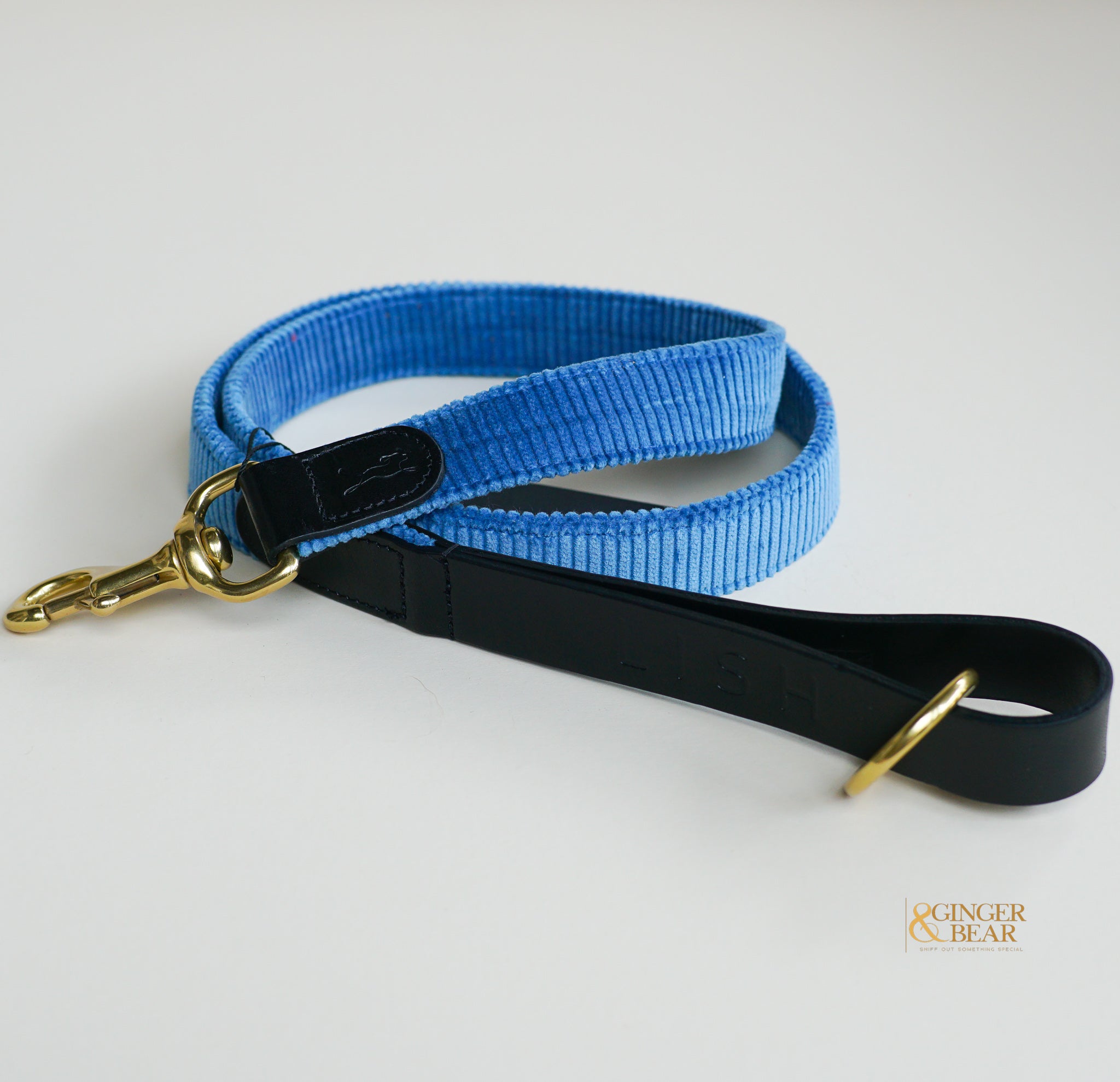 LISH Arnold Blue Wide Wale Corduroy Dog Lead