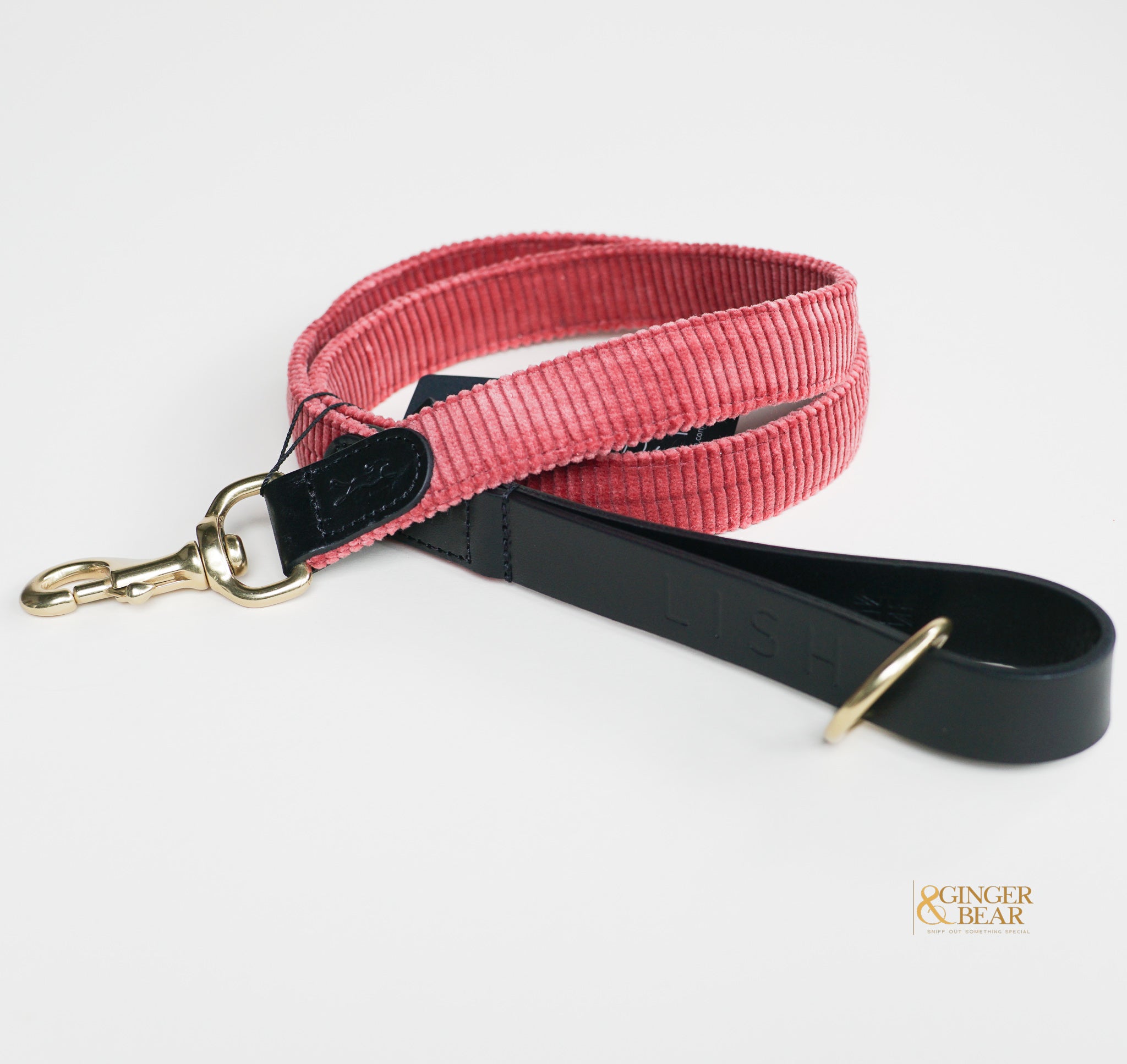 LISH Arnold Rose Pink Wide Wale Corduroy Dog Lead
