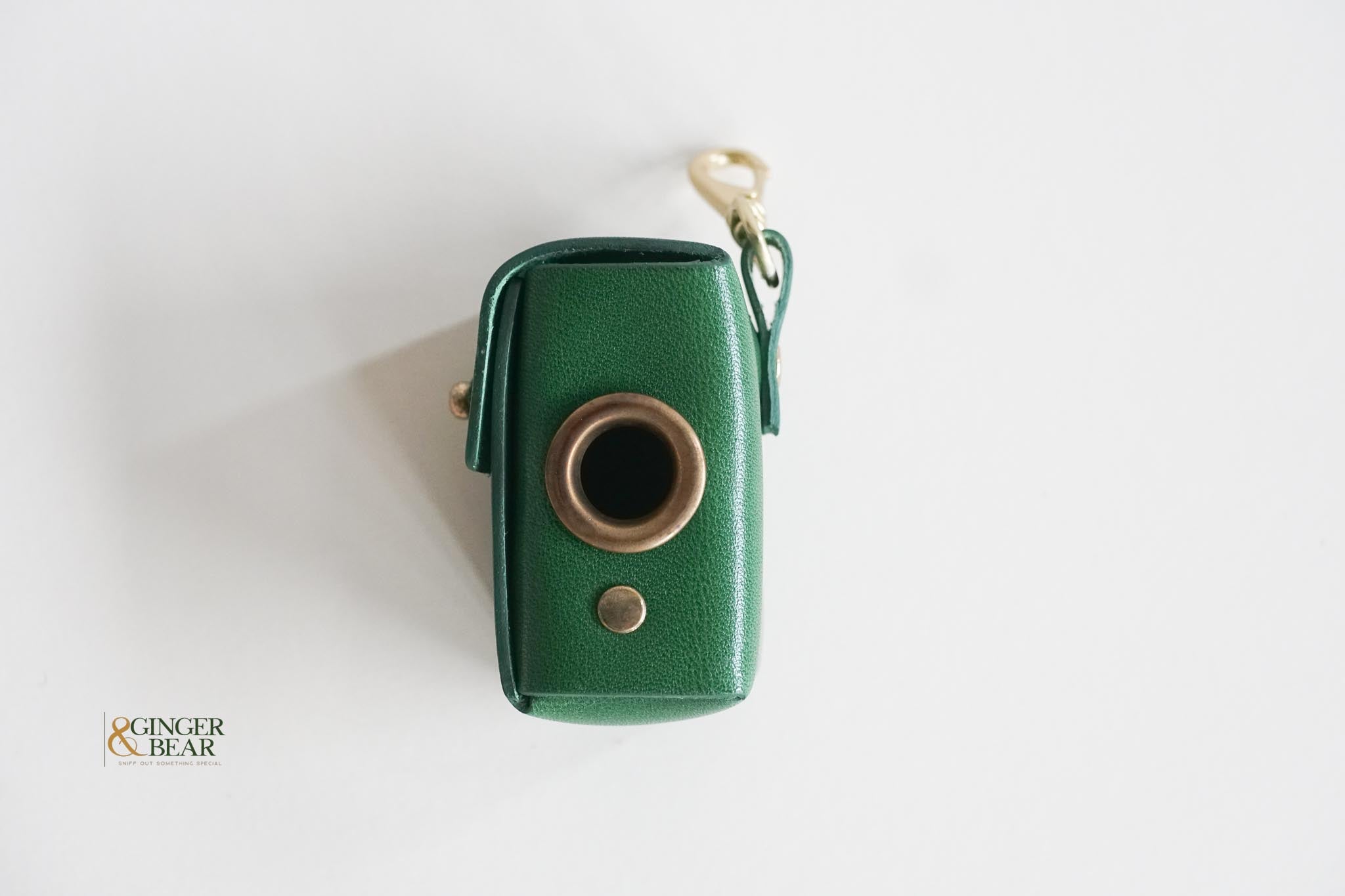LISH Dog Poop Bag Leather Dispenser: Coopers Avocado Green