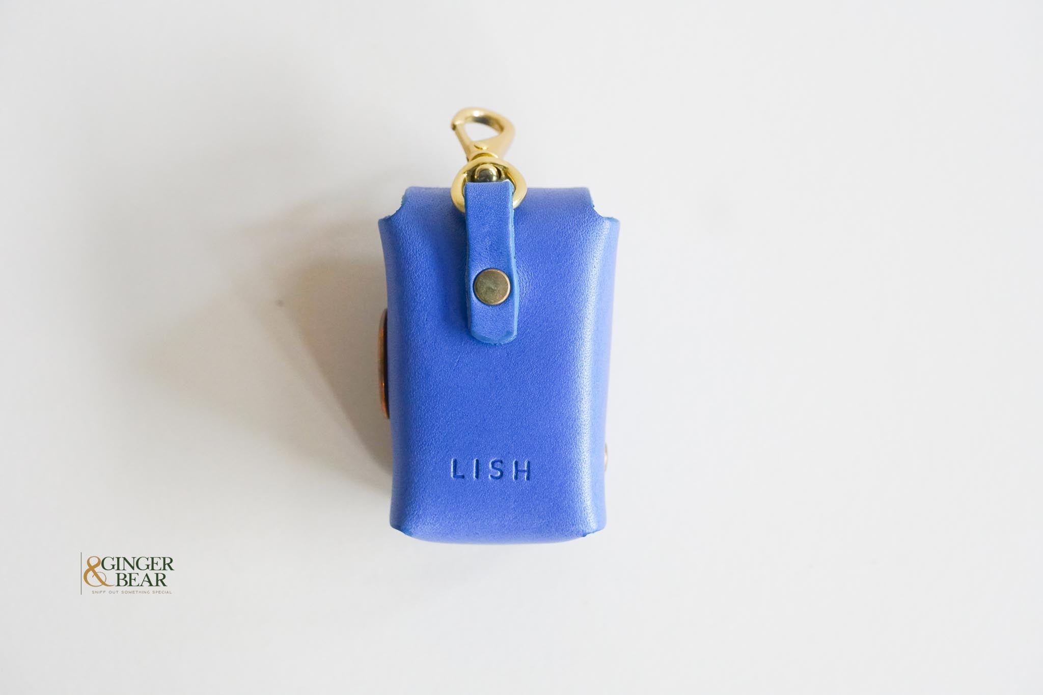 LISH Dog Poop Bag Leather Dispenser: Coopers Cobalt Blue