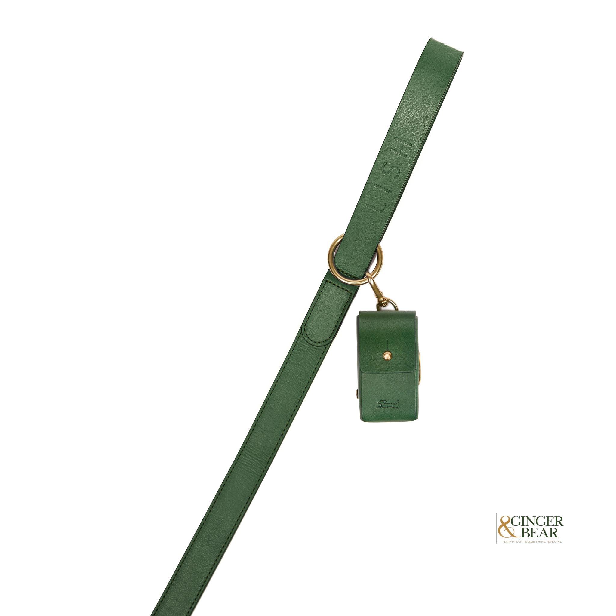 LISH Dog Poop Bag Leather Dispenser: Coopers Avocado Green