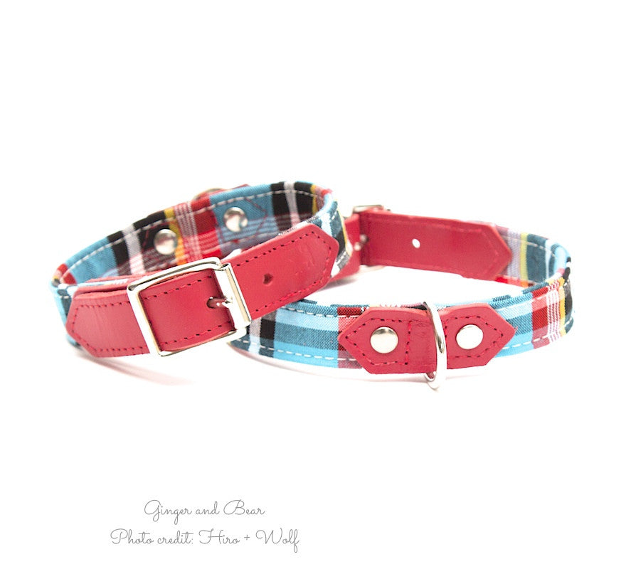 Hiro+Wolf Collar: Masai Blue Check
