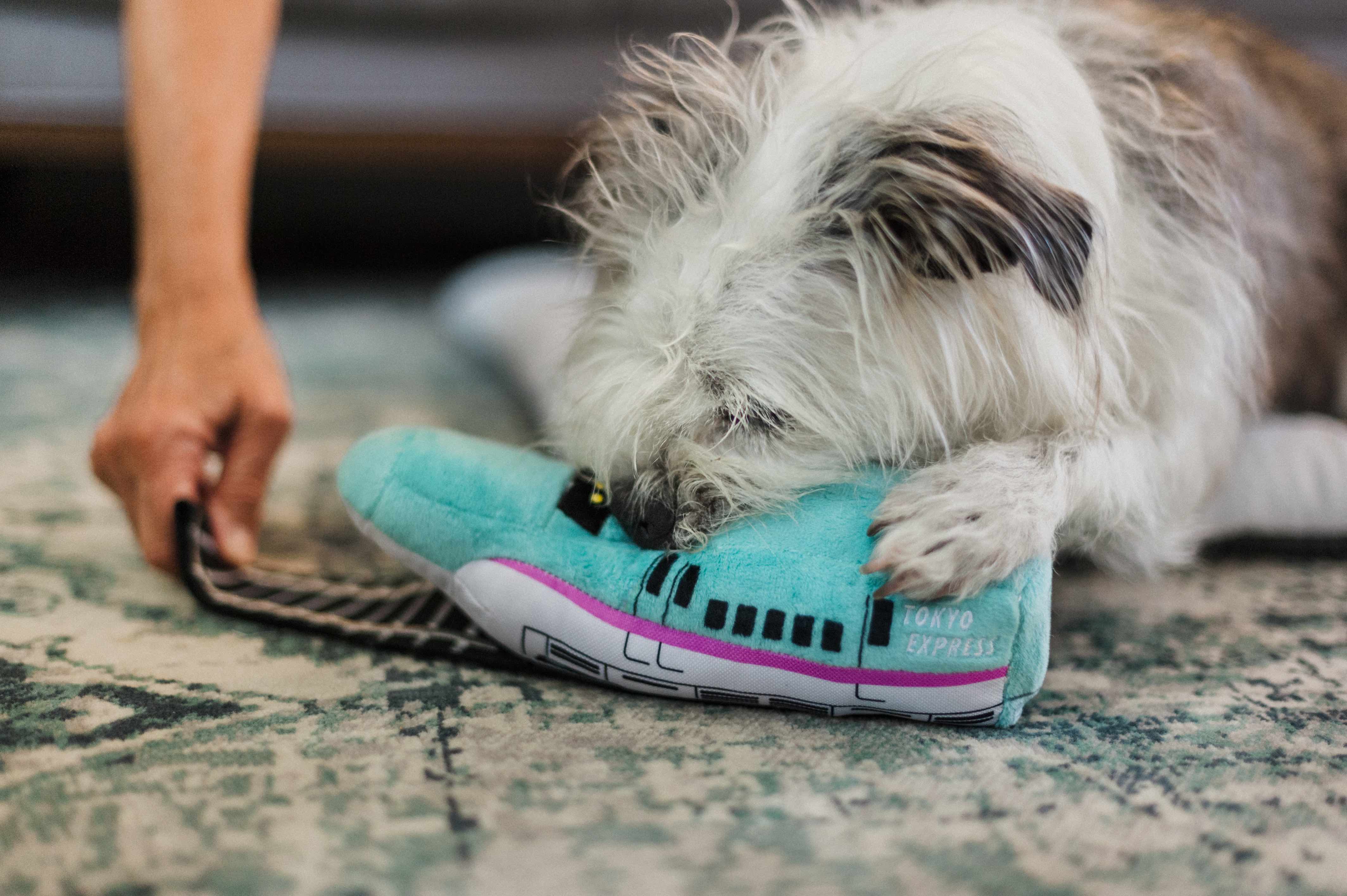 P.L.A.Y. Canine Commute Plush Dog toys: Barking Bullet Train