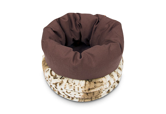 Snuggle Beds for Dogs and Cats: Leopard Brown