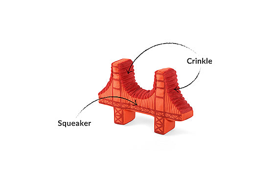 P.L.A.Y. Totally Touristy Squeaky Plush Dog toys, Golden Gate Bridge