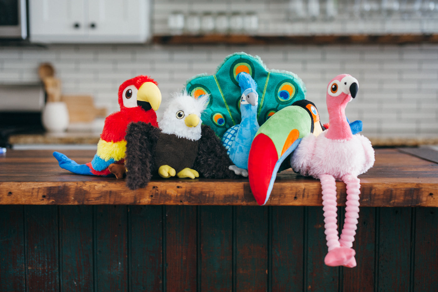 Fetching Flock Squeaky Plush Dog toys