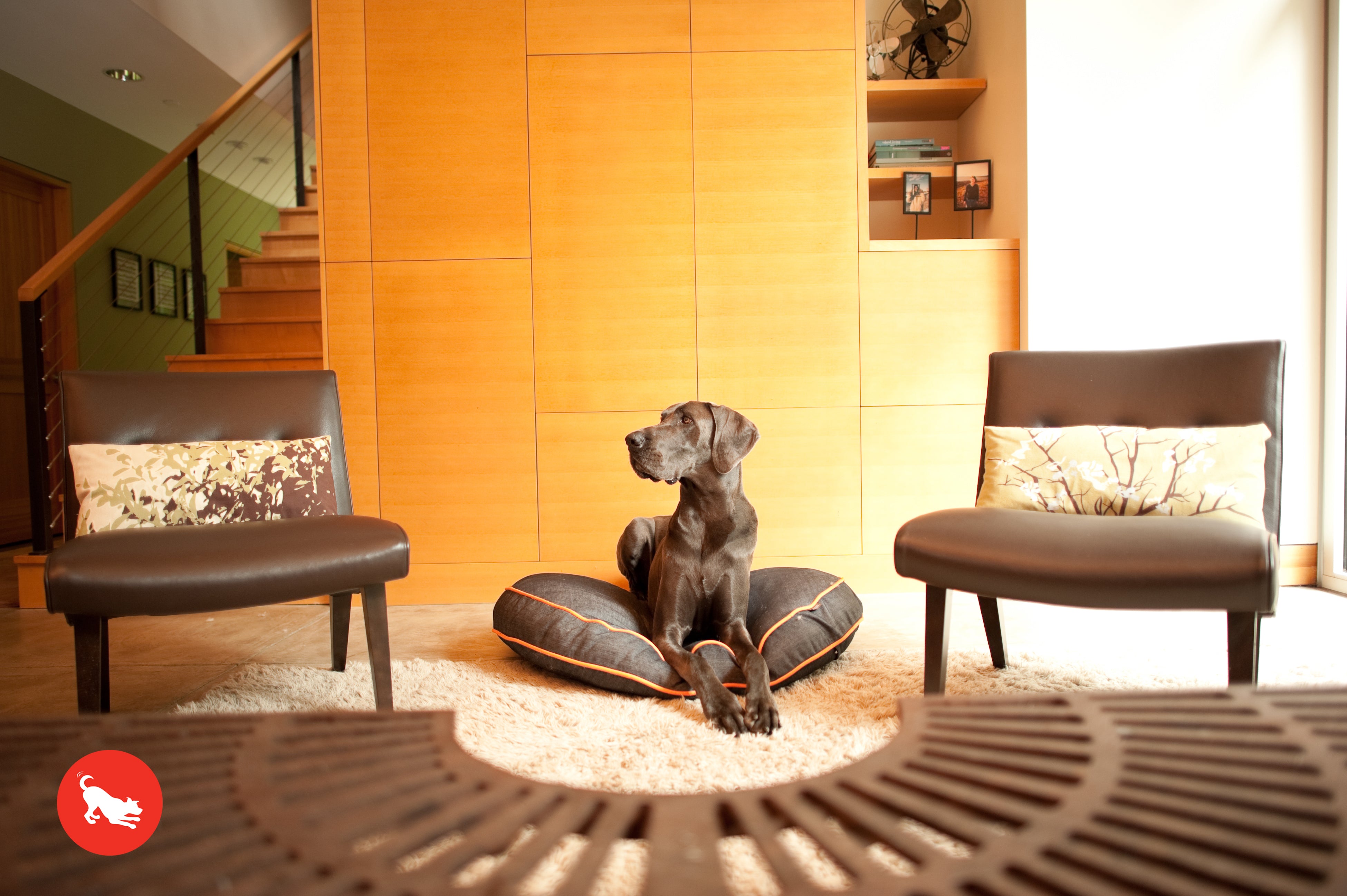 Round Dog Bed, Urban Denim MedievalBlue and Chocolate