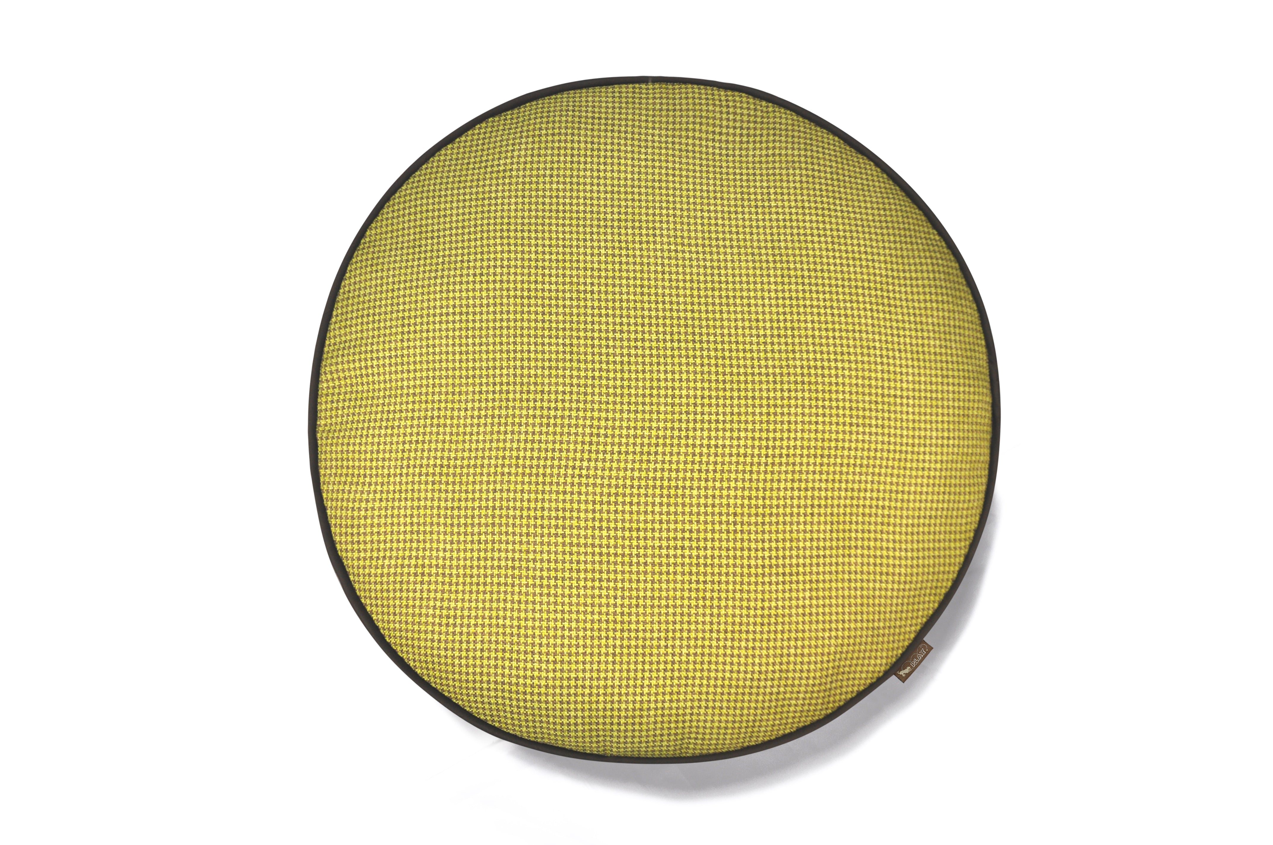 Round Dog Bed, Houndstooth Buttercup Yellow