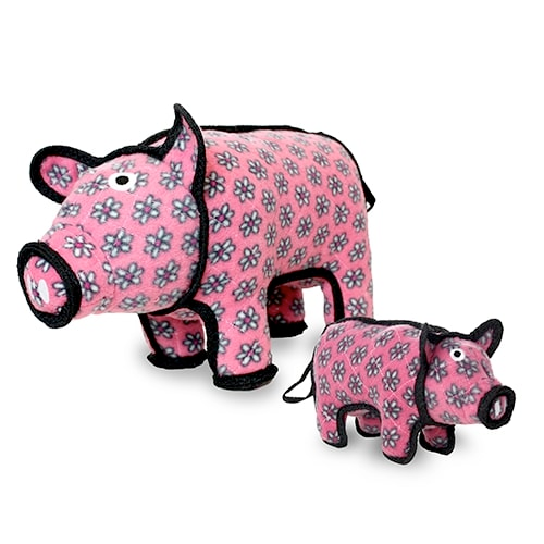 Tuffy Barnyard Dog Tug and Fetch Toys, Polly Pig (mini and regular size)