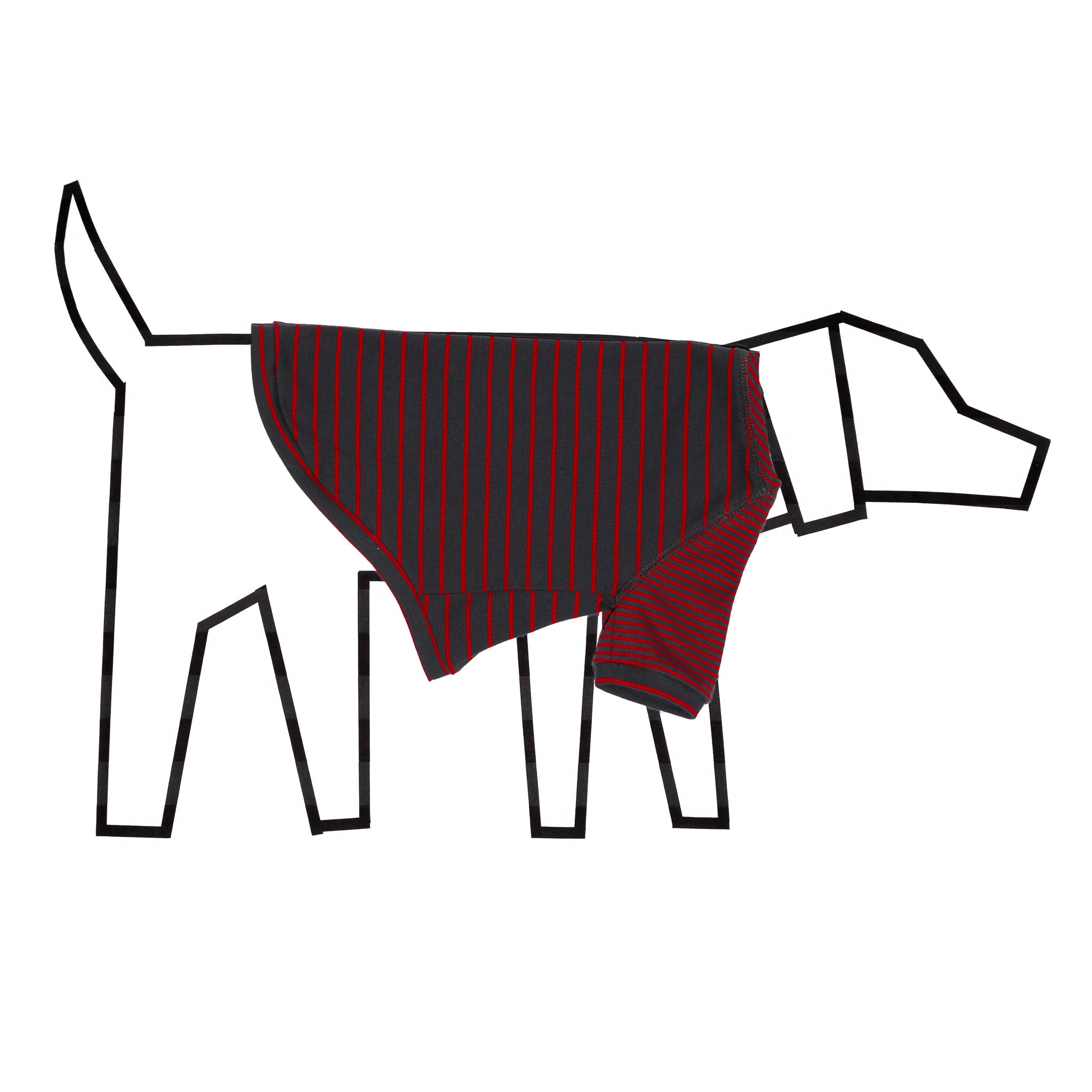 Ware of the Dog Contrast Striped Dog t shirt Grey Red