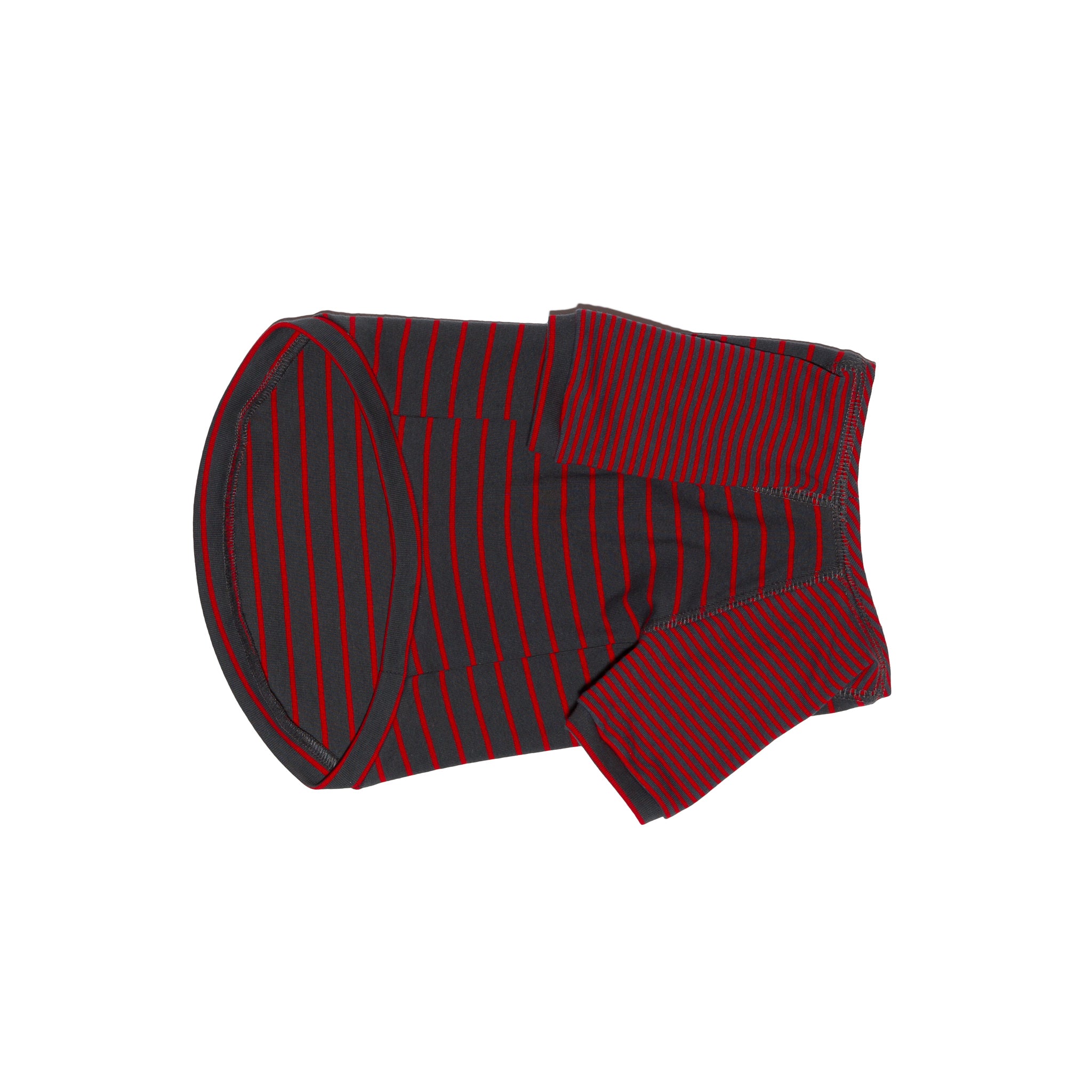 Ware of the Dog Contrast Striped Dog t shirt Grey Red