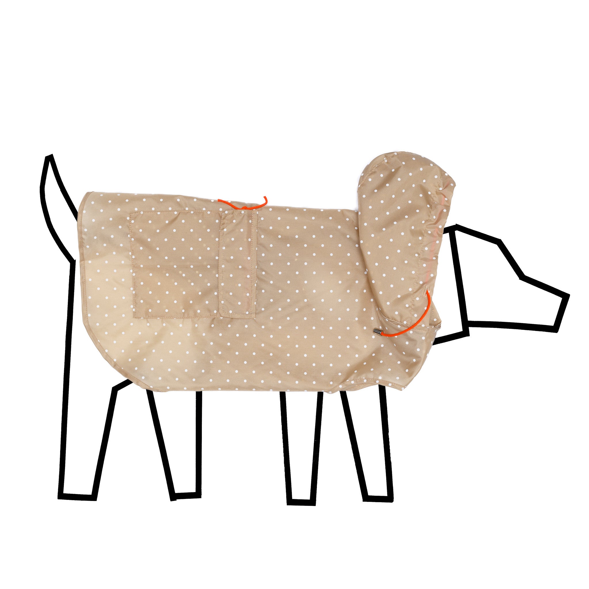 Ware of the Dog Dot Anorak Raincoat with Hood in Tan/White polka dots