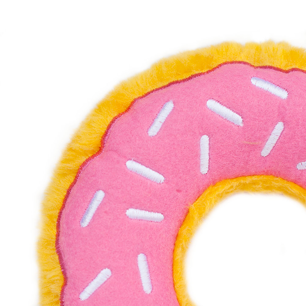 Zippy Squeaky Dog Toy, Donutz Strawberry Jumbo