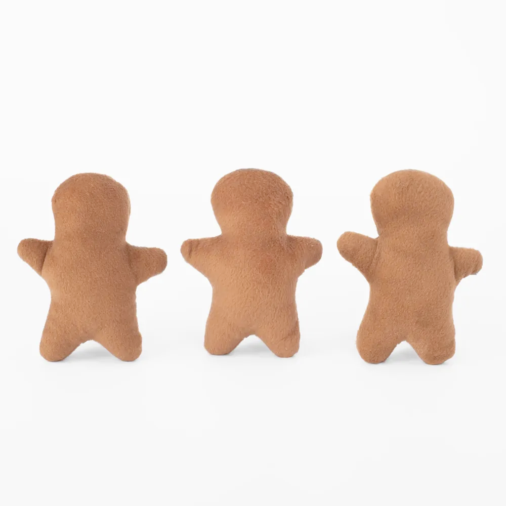 Miniz 3-Pack, Gingerbread Men, mini Squeaky Dog Toy