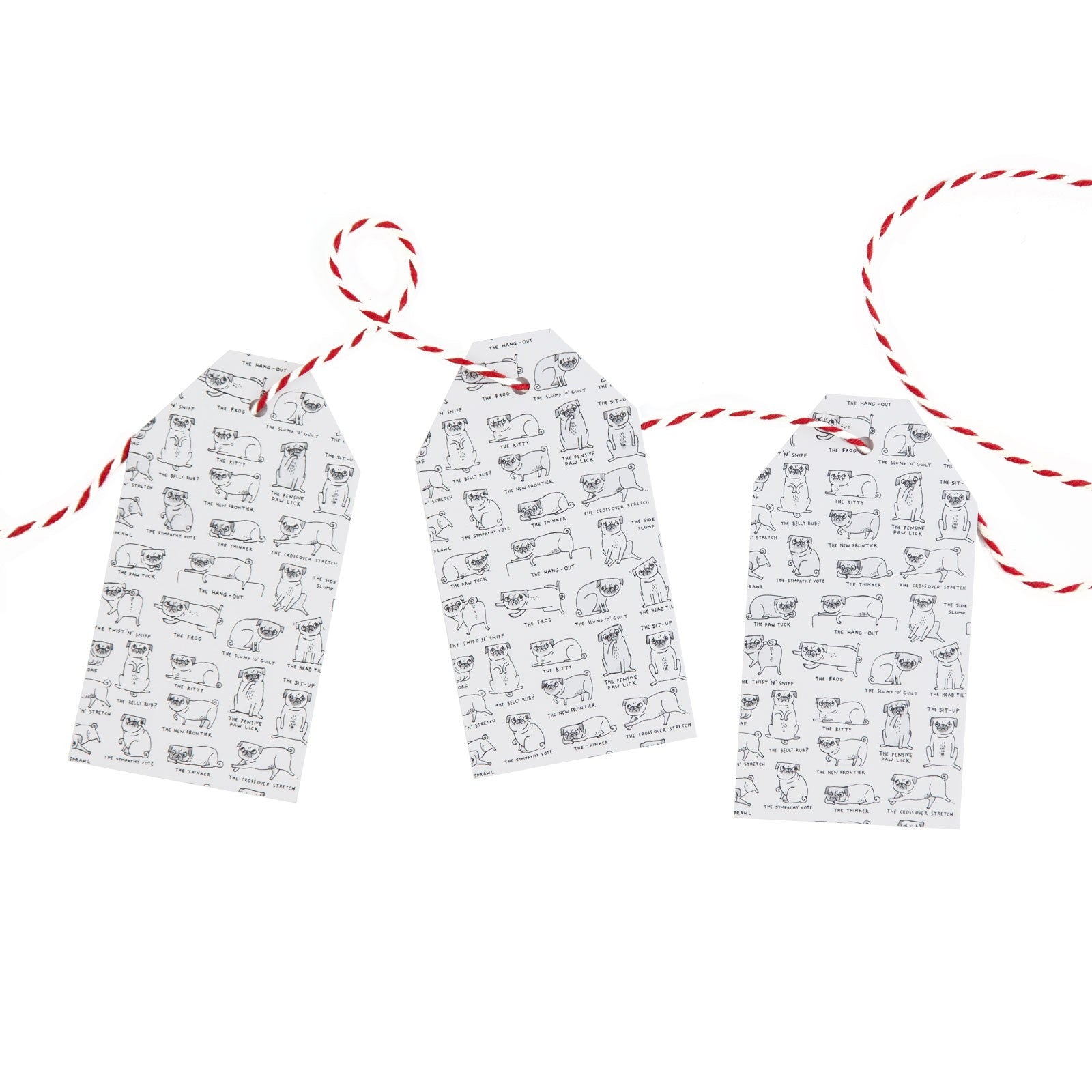 Stationery: Gemma Correll Gift Tags Pug Positions