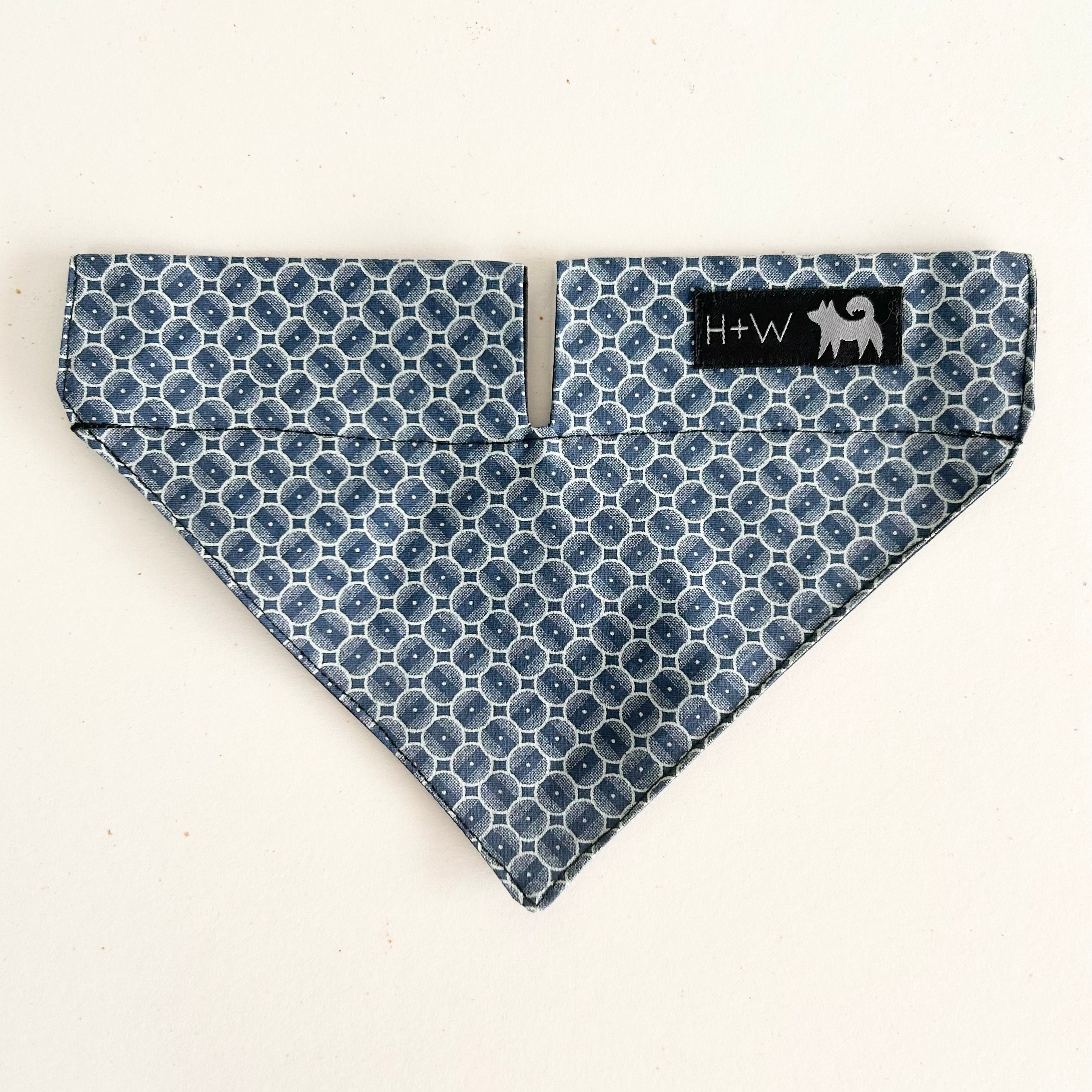 Hiro+Wolf Dog Bandana: ShweShwe Navy Circles