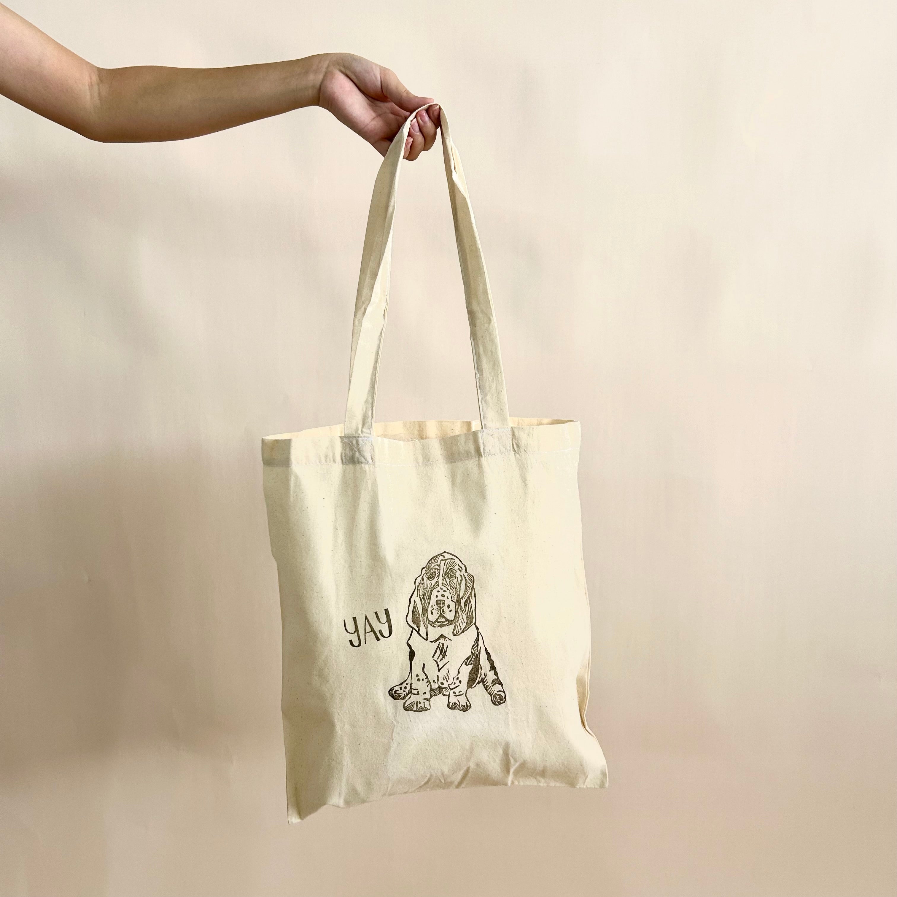 Cotton Tote bag for dog people: Happy Basset