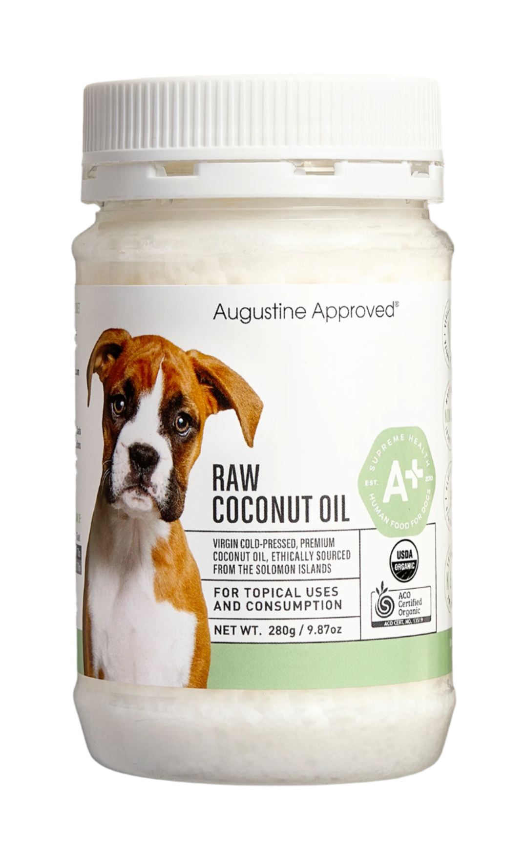 Augustine Approved Dual Certified Organic Raw Coconut Oil for Dogs and Cats