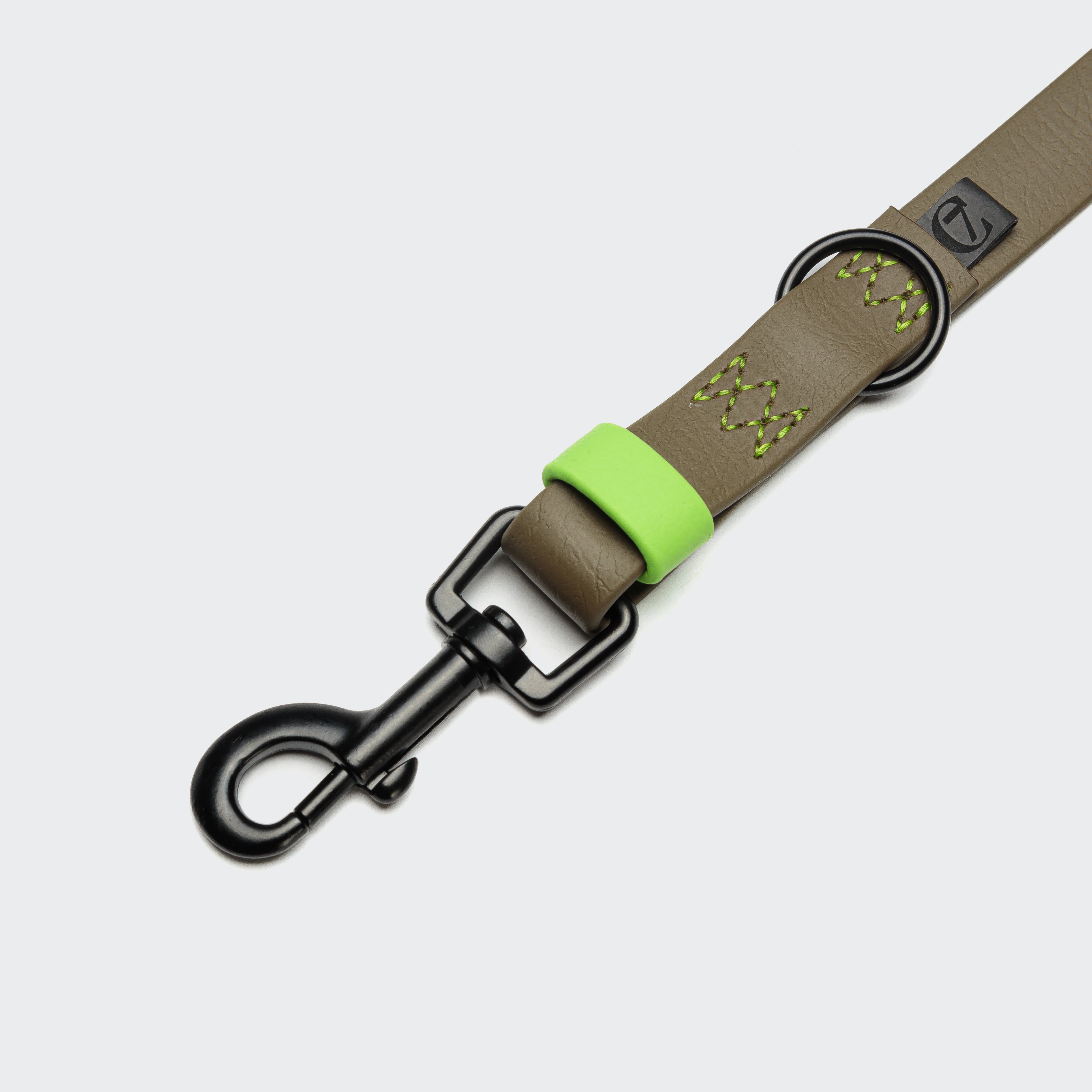 Cloud7: Adjustable Dog Leash BioThane Ipanema Olive-Neon Green
