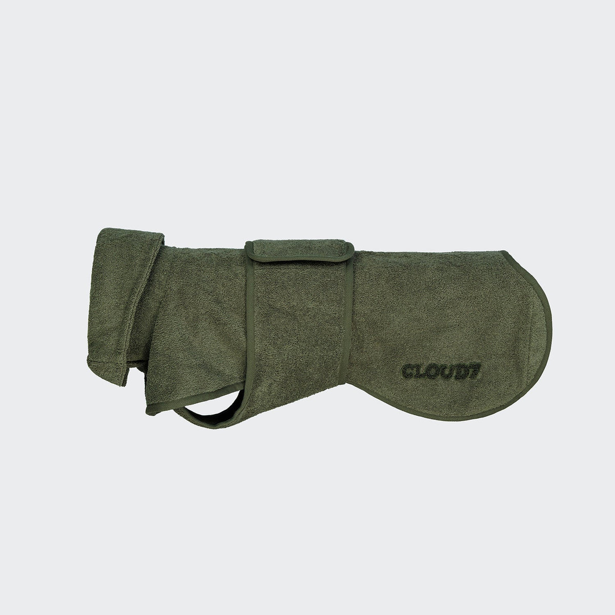 Solid-colored Cloud7 Wannsee luxury dog bathrobe made from thick, absorbent organic cotton terry cloth.