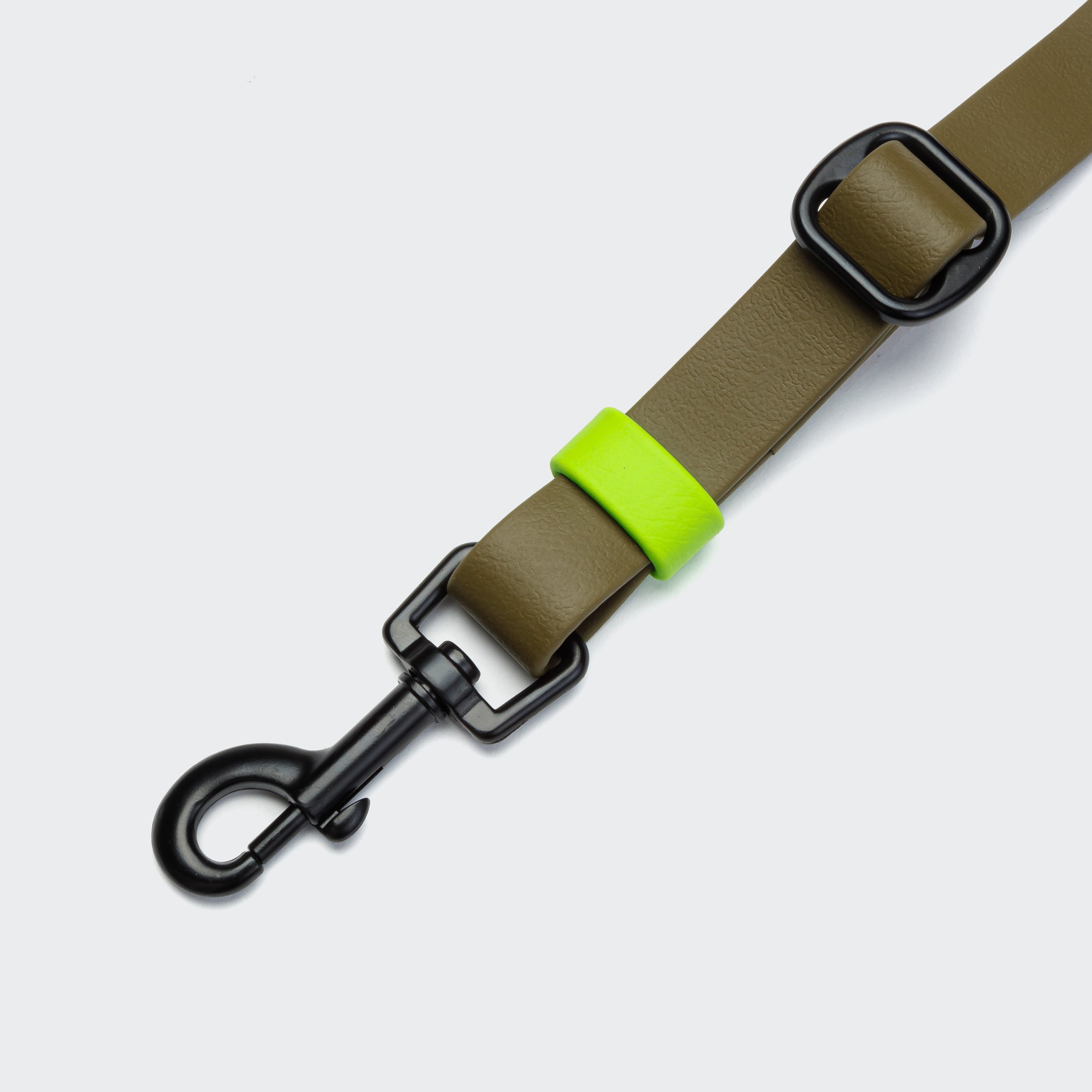 Cloud7: Hands Free Dog Leash BioThane Ipanema, Olive-Neon Green