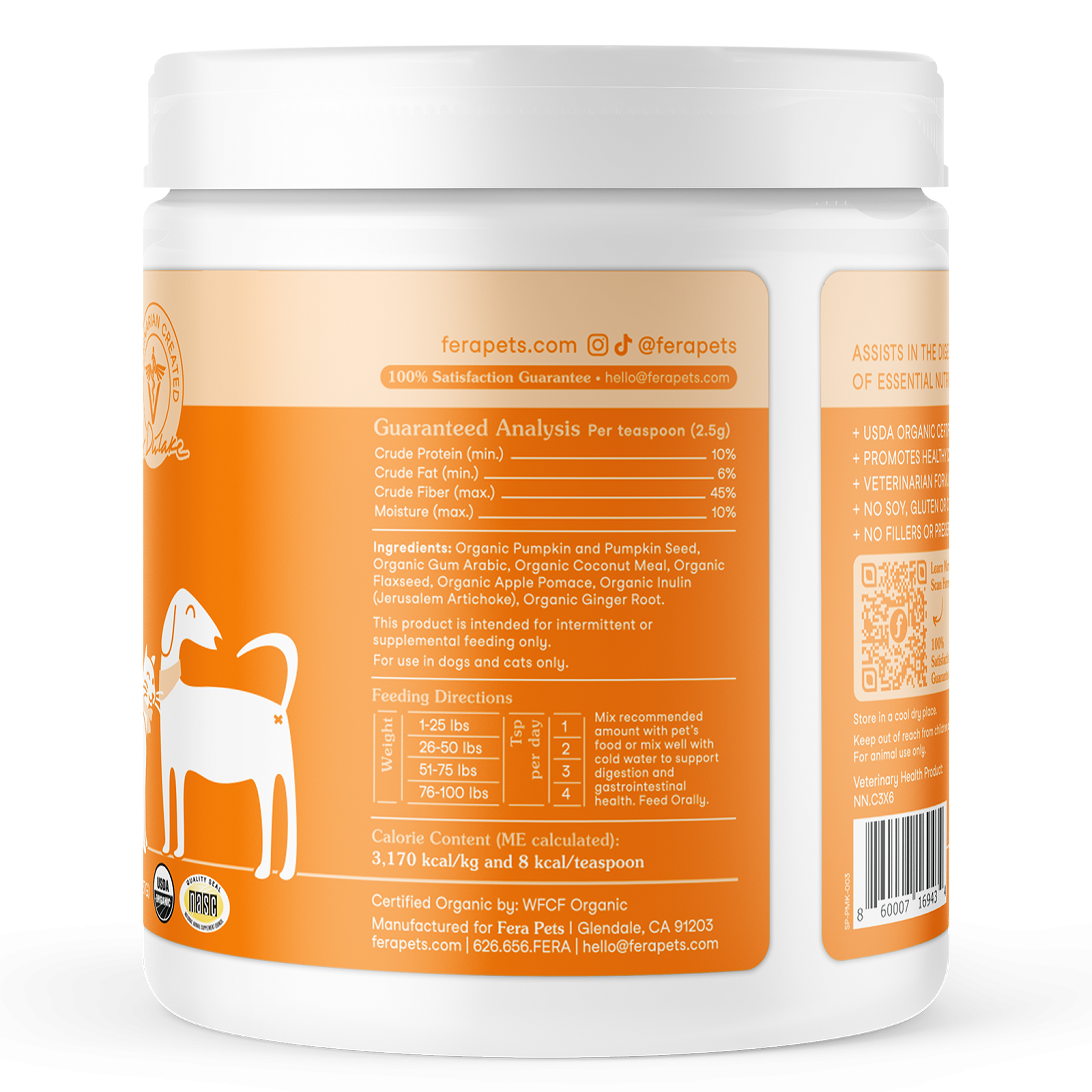 Fera Pet Organics Dog and Cat Supplement, Pumpkin Plus