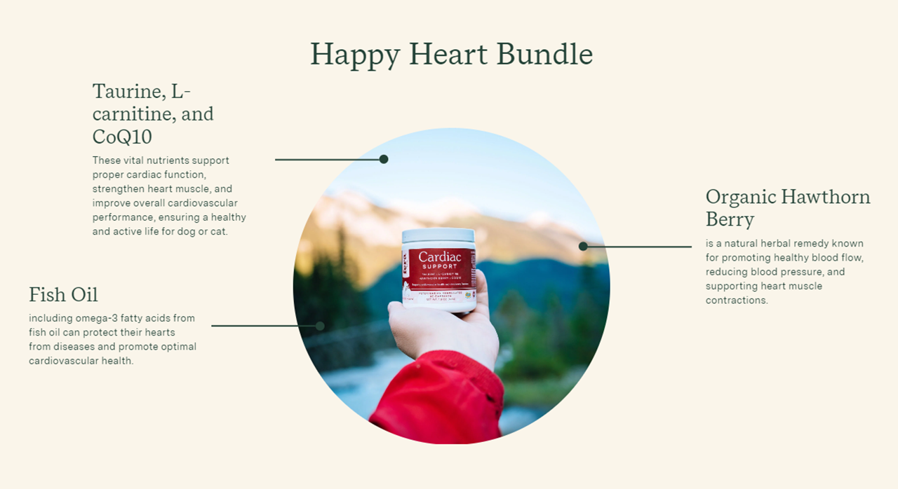 Fera Pet Organics Dog and Cat Supplement, Happy Heart Bundle
