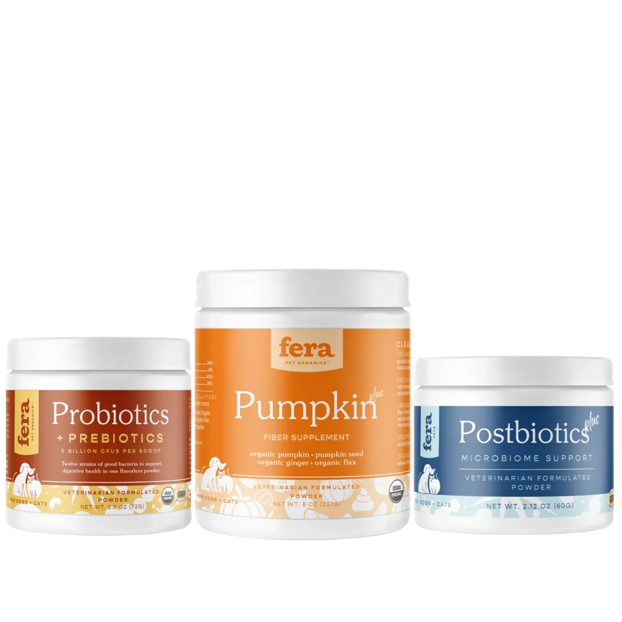 Fera Pet Organics Dog and Cat Supplement, Happy Gut Bundle